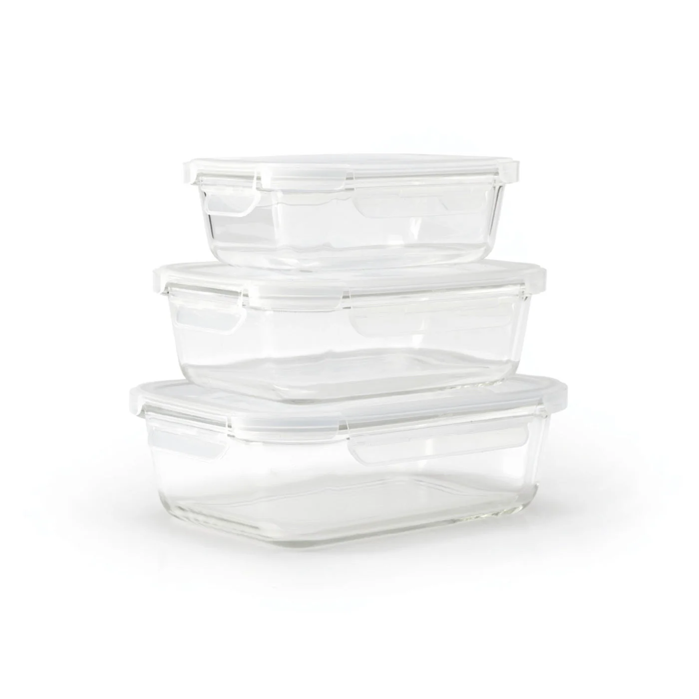 Set De 3 Boîtes En Verre Avec Couvercles Hermétiques - Transparent - Image 3