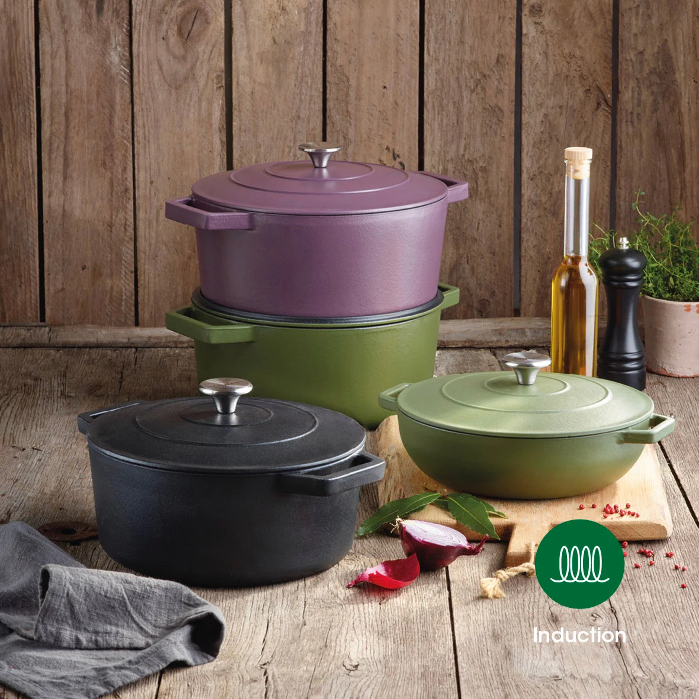 Cocotte En Fonte D'Acier Ronde - Aubergine - 28cm - Image 3