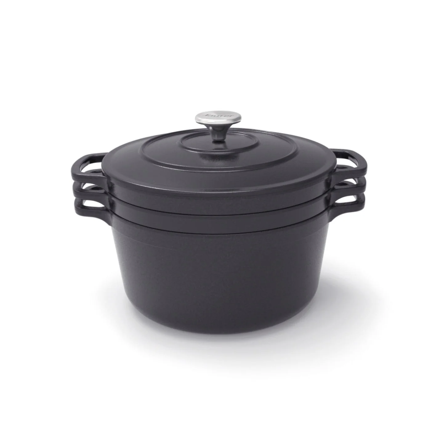 Batterie De Cuisine Empilable En Fonte 4 Pièces (Cocotte + Sauteuse + Poêle Grill) + 4 Protections En Silicone - Noir - Image 2