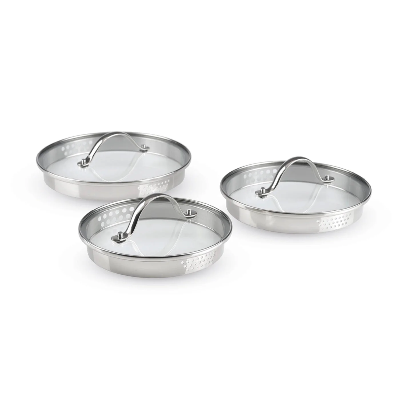 Set De 3 Casseroles En Inox Avec Poignée Amovible + 3 Couvercles Passoires Avec Manche En Inox - Argenté - Image 7