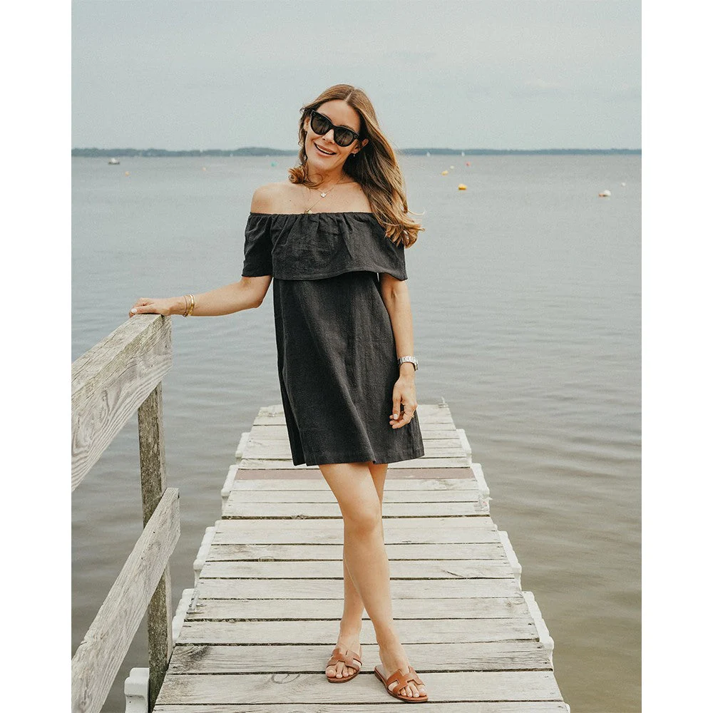Robe Bardot - Lin Noir - Image 2