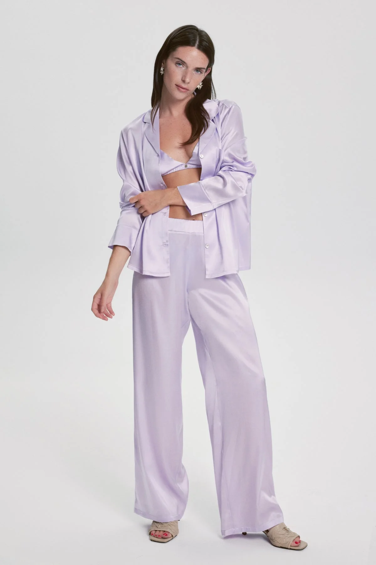 Costume De Pyjama Florence En Soie - Lilas - Image 3