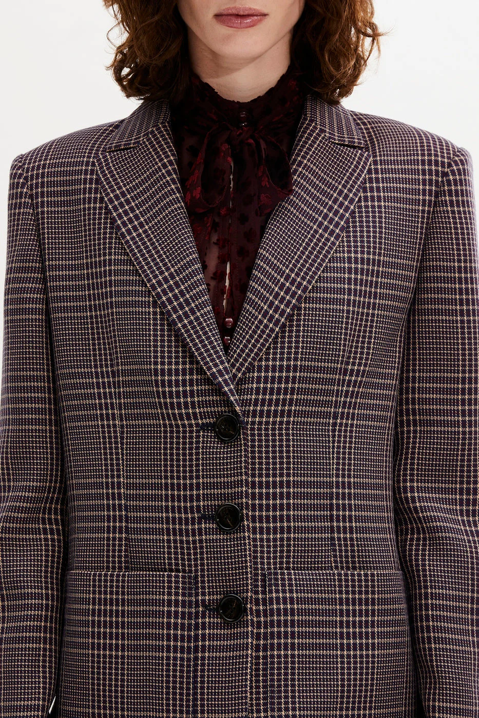 Veste - Carreaux Navy Et Brown - Femme - Image 3