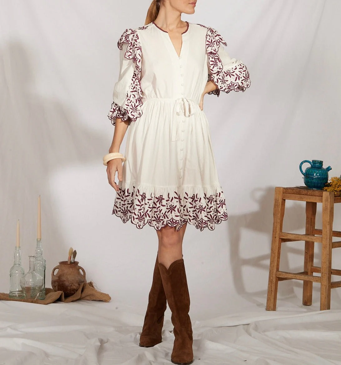 Robe Courte Noemia - Bordeaux - Image 3