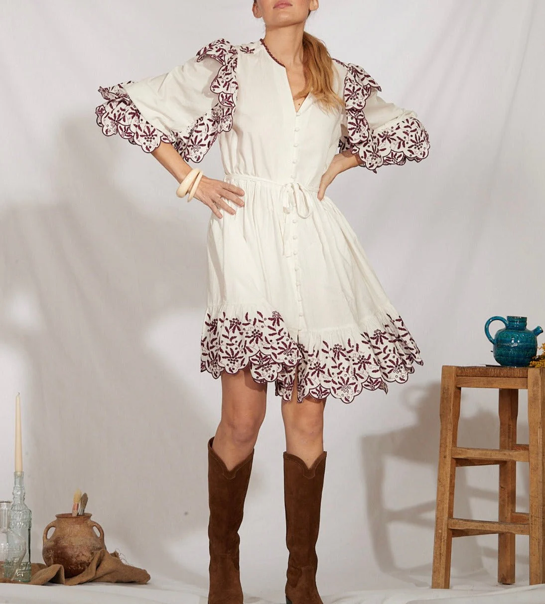 Robe Courte Noemia - Bordeaux - Image 7