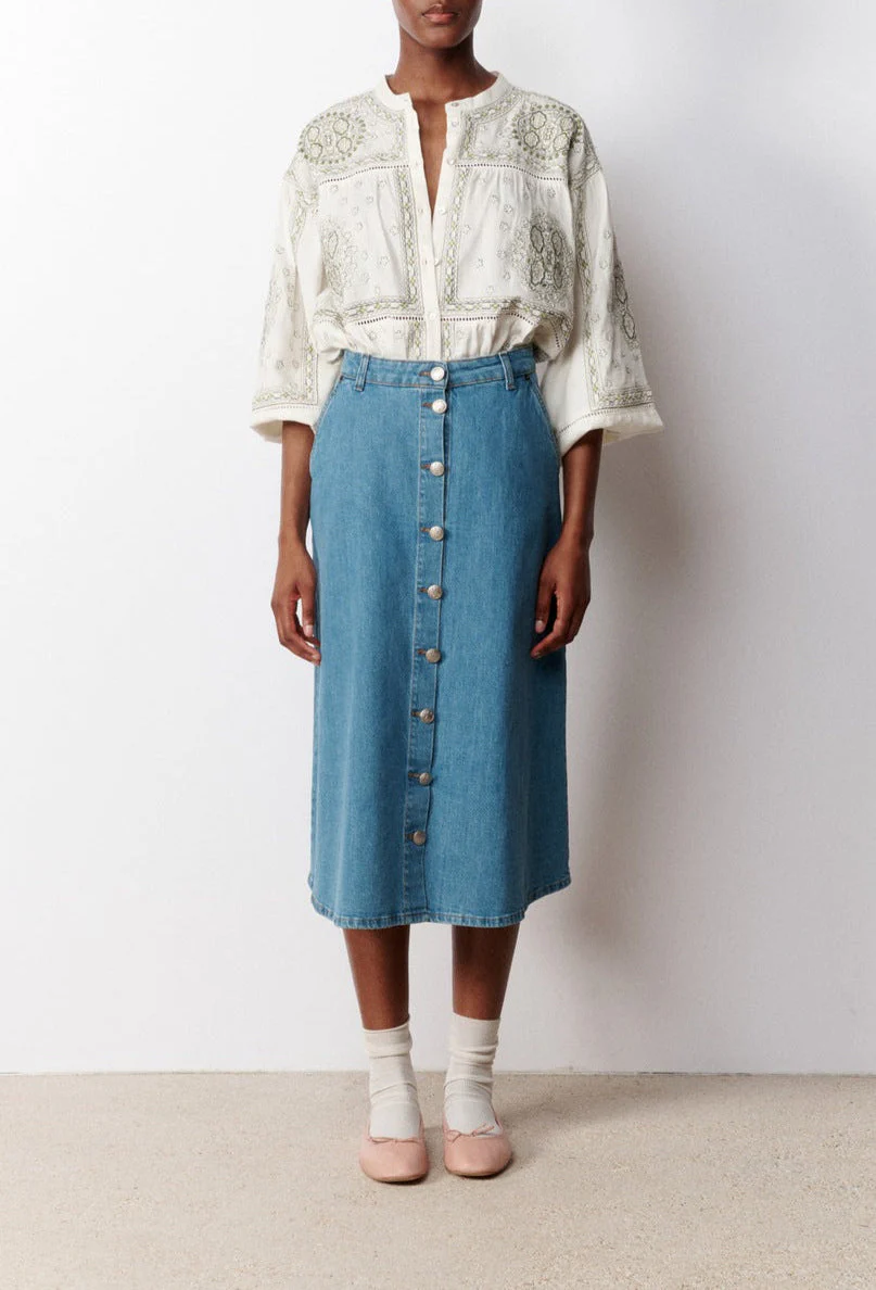 Jupe Evasee Theresa - Denim - Image 2