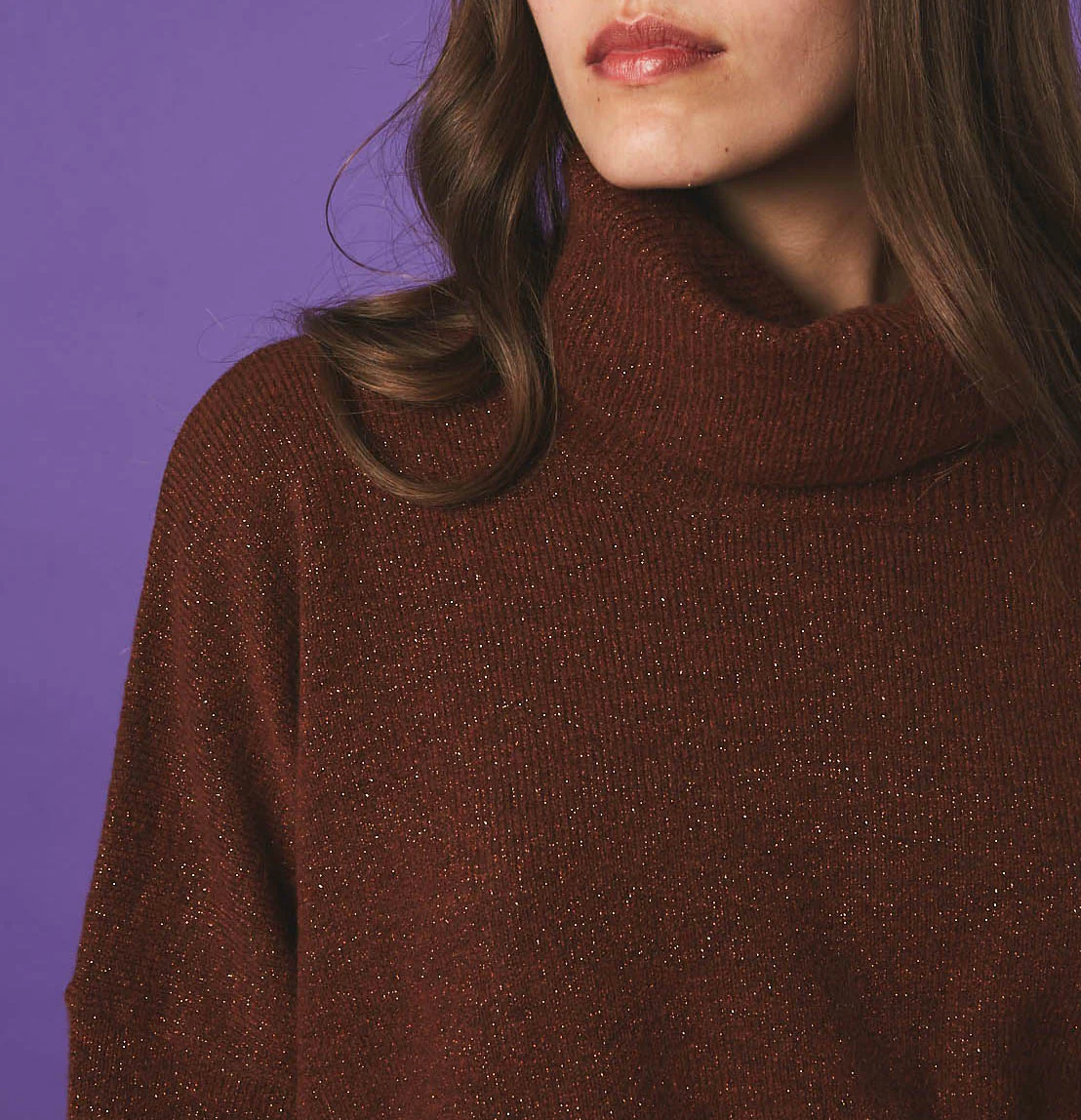 Pull Col Roule Constance - Cognac - Image 3