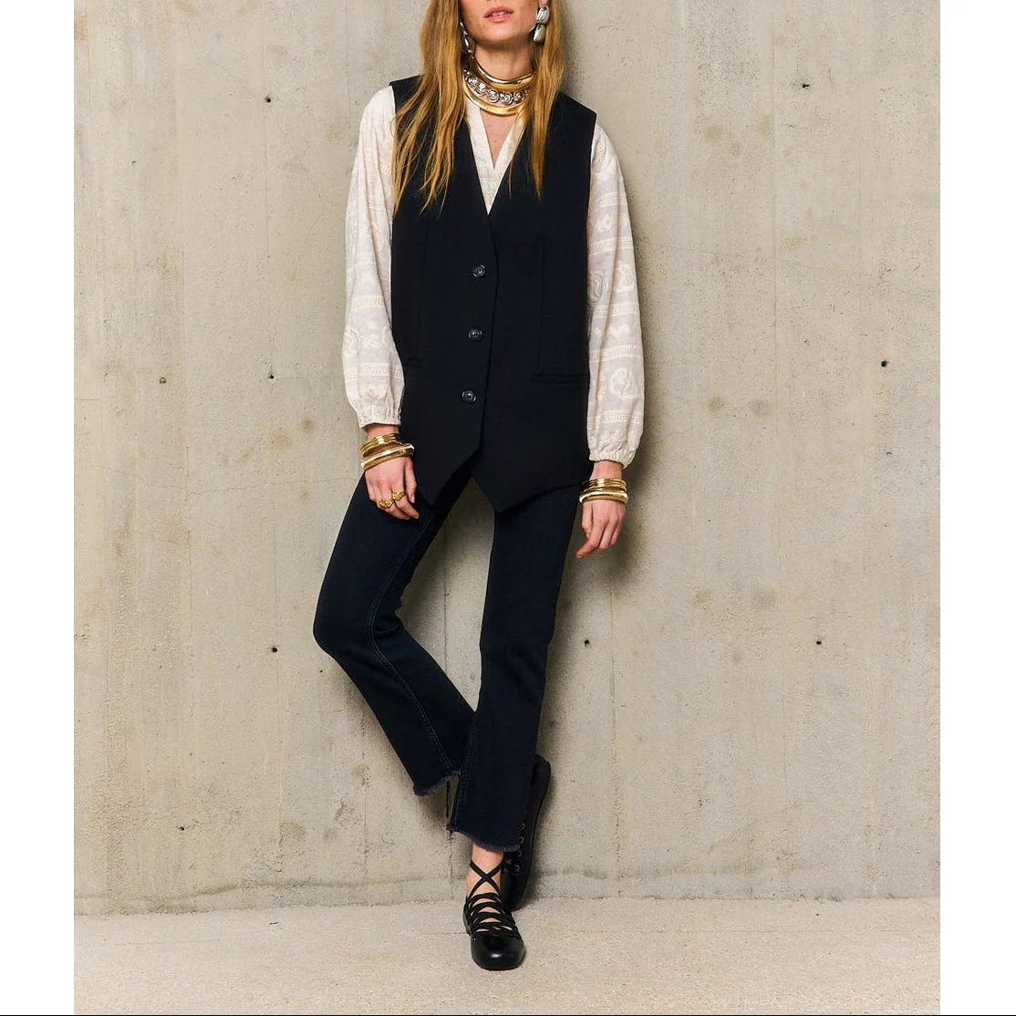 Gilet Long Chlotilde - Noir - Image 2