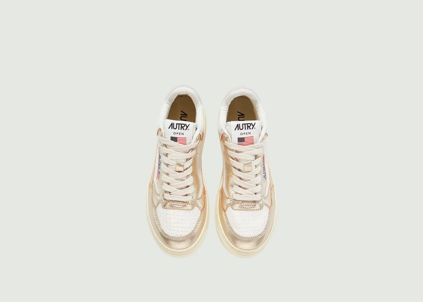 Sneakers Open Mid White Platine - Or - Image 3
