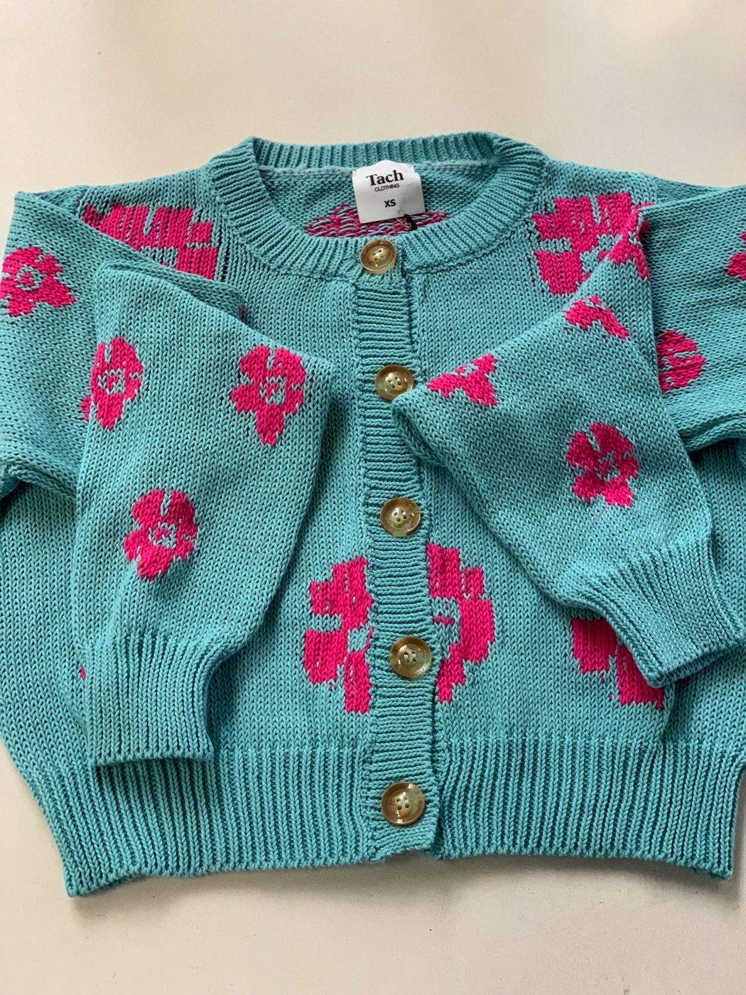 Gilet En Maille Vera - Aqua Blue & Magenta - Image 2