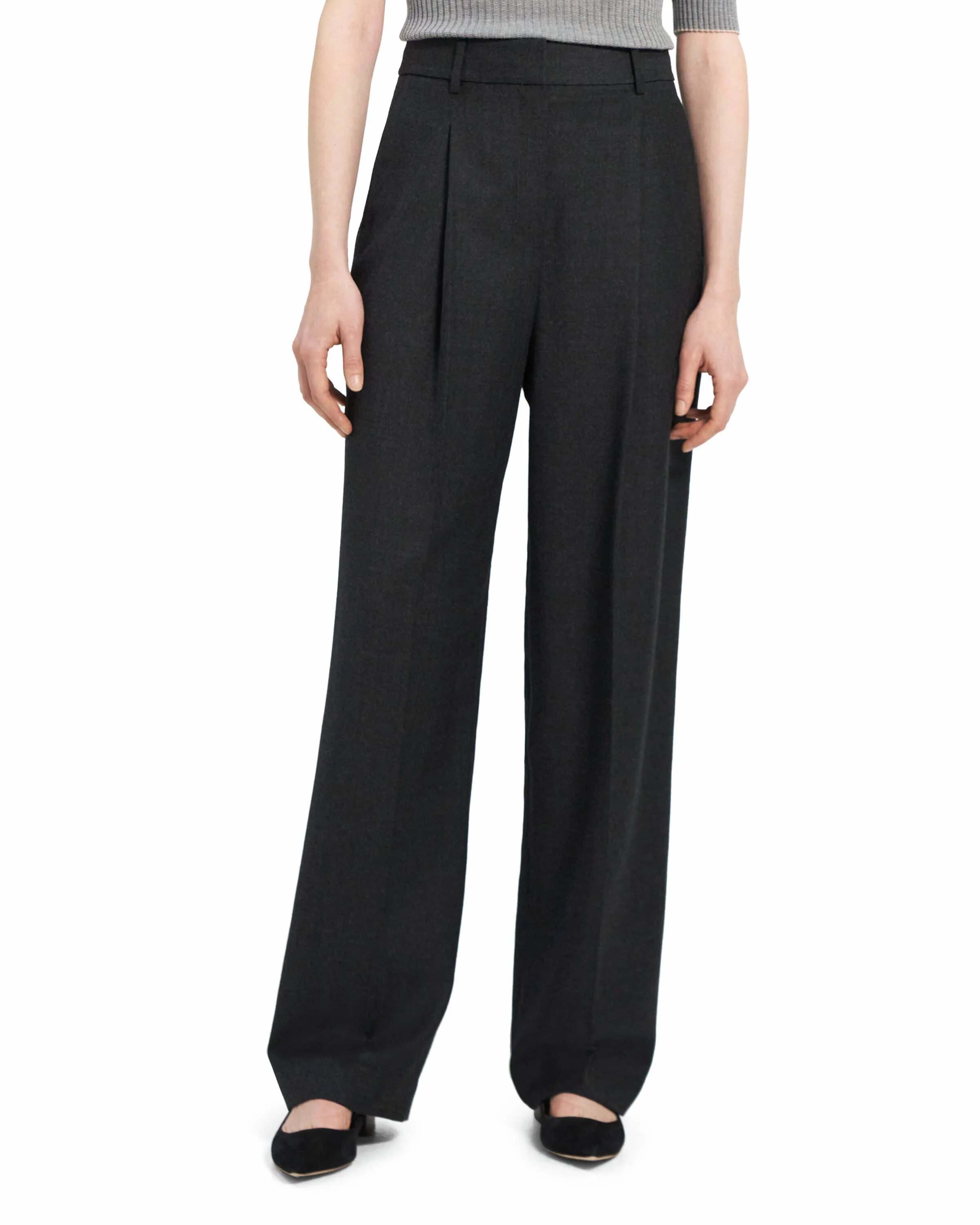 Woven - Pleat Trouser B - New Charcoal Melange - Image 2