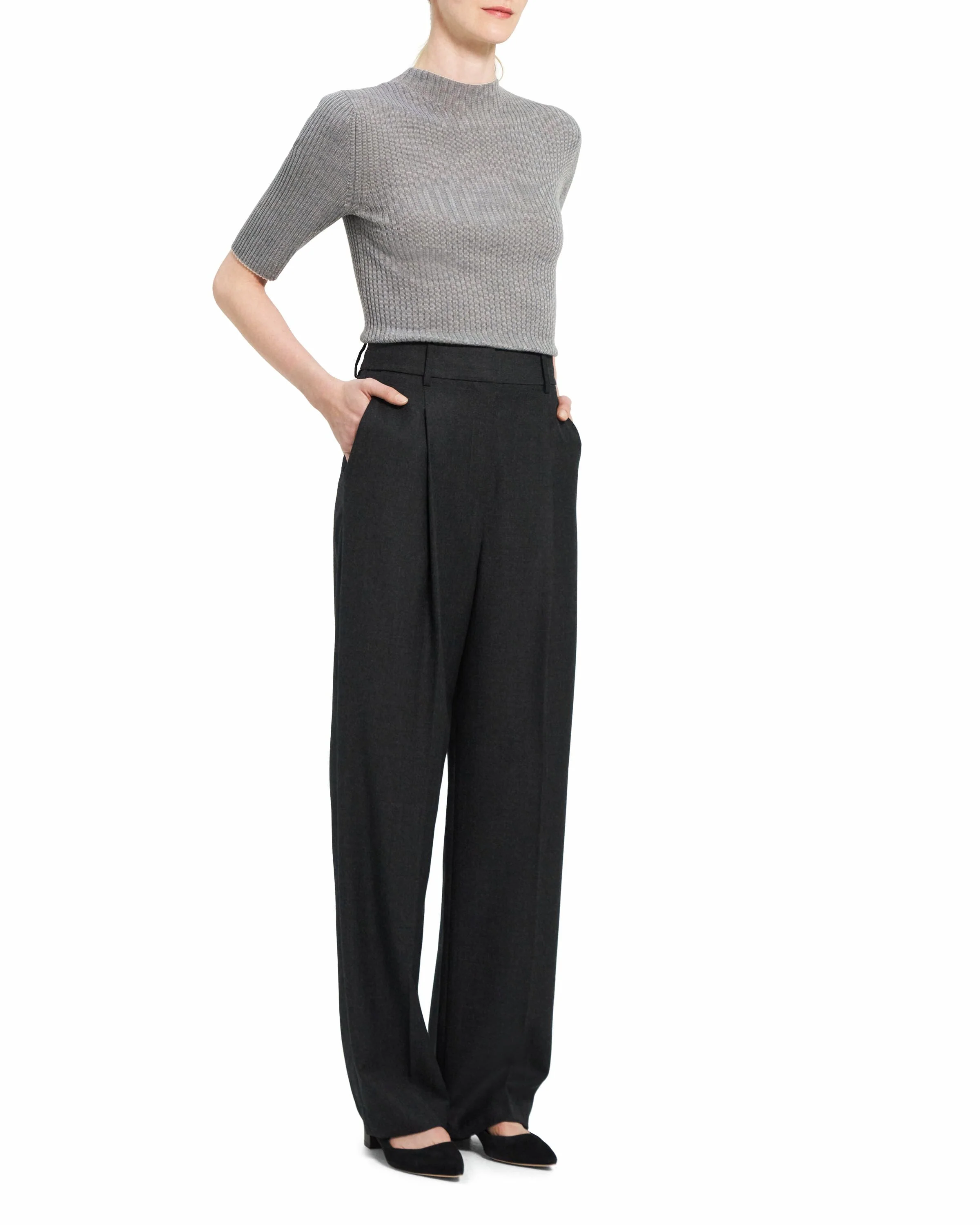 Woven - Pleat Trouser B - New Charcoal Melange - Image 4