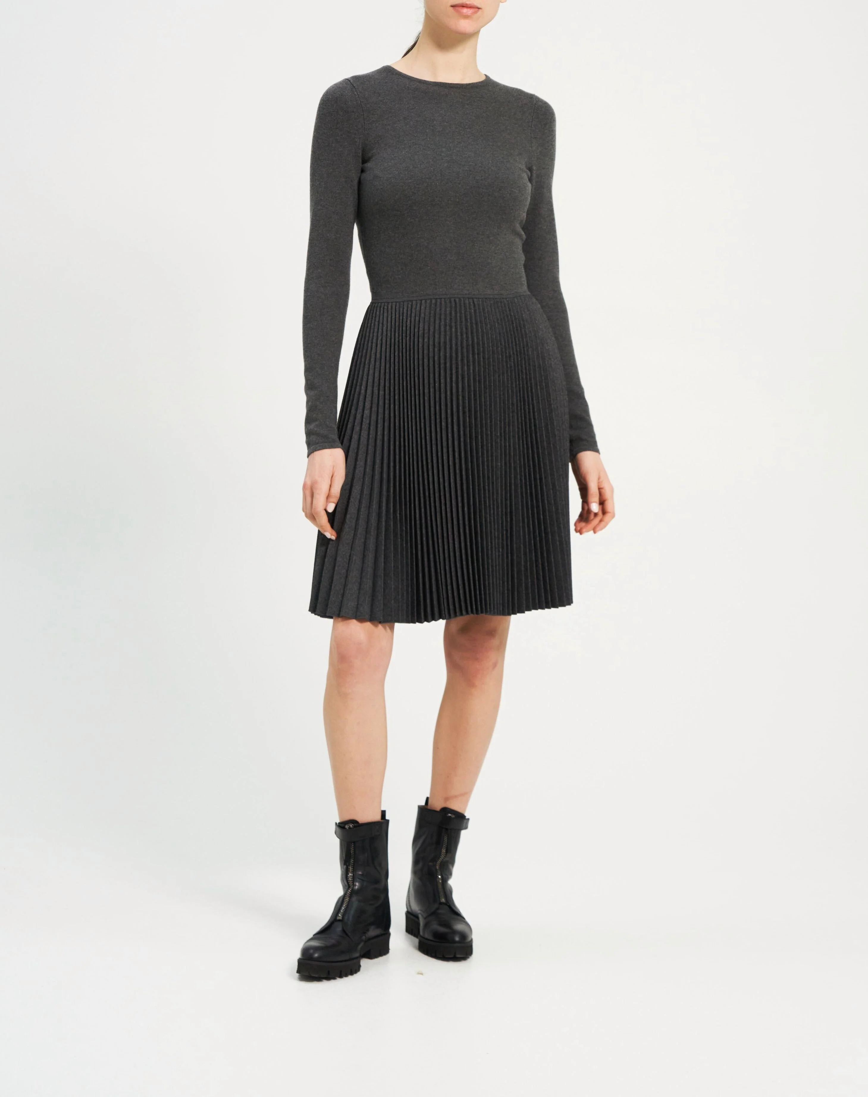 Theory NYC - Dresses - Plt C Mini Dr - Charcoal Melange - Image 2