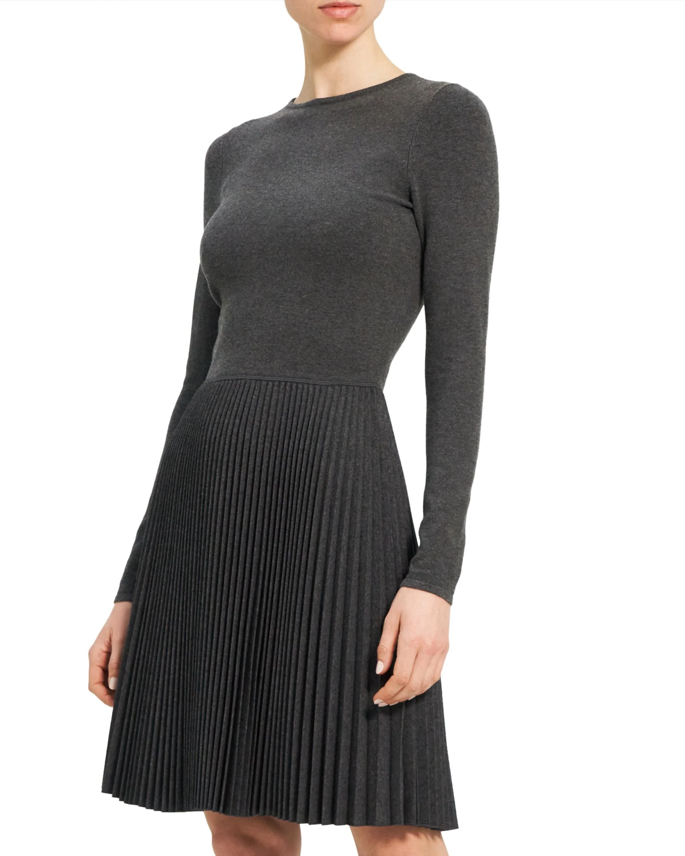 Theory NYC - Dresses - Plt C Mini Dr - Charcoal Melange - Image 3