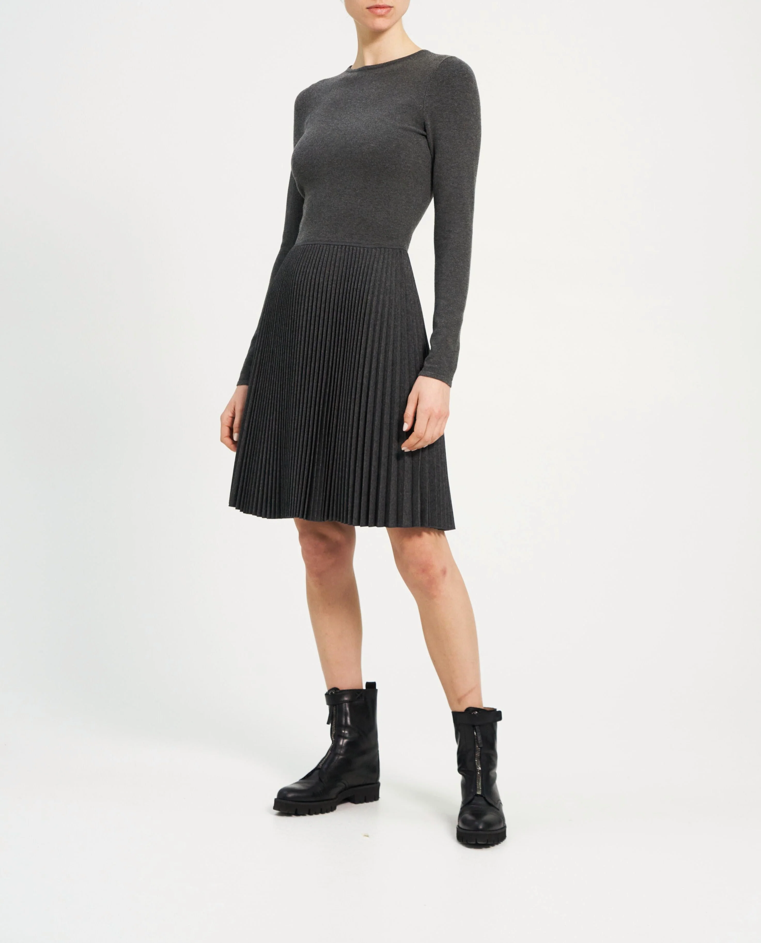Theory NYC - Dresses - Plt C Mini Dr - Charcoal Melange - Image 4