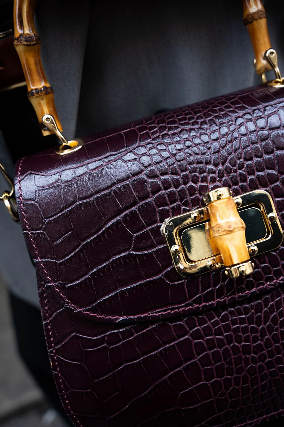 Sac À Main Elia Croco - Aubergine - Femme - Image 3