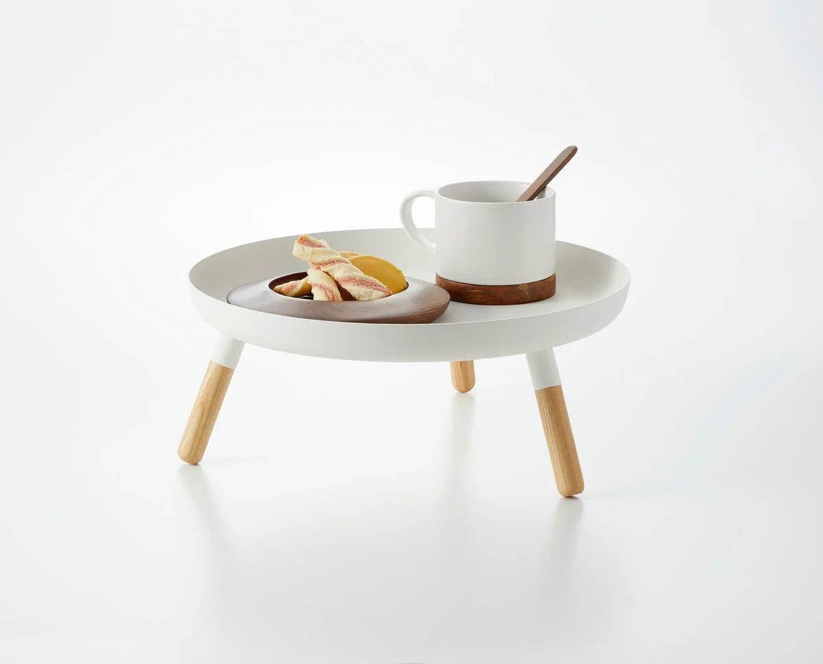 Plateau Rond Avec Pieds - Blanc - Image 8