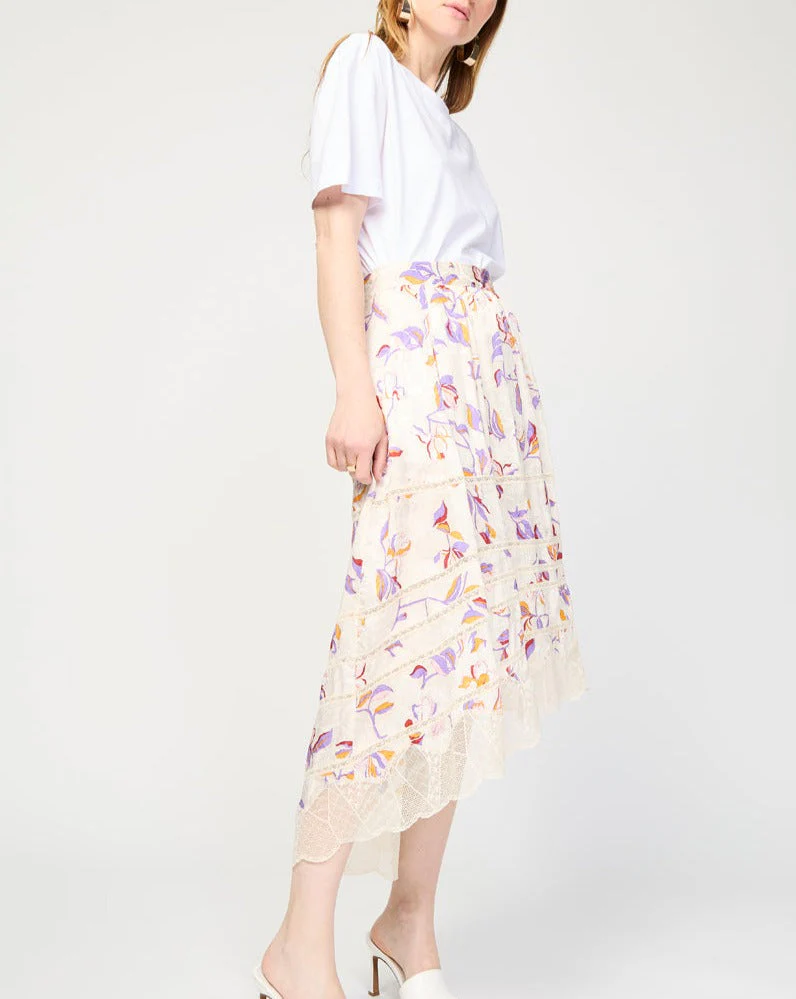 Jupe Asymétrique En Soie Taille Haute - Ecru - Femme - Image 3