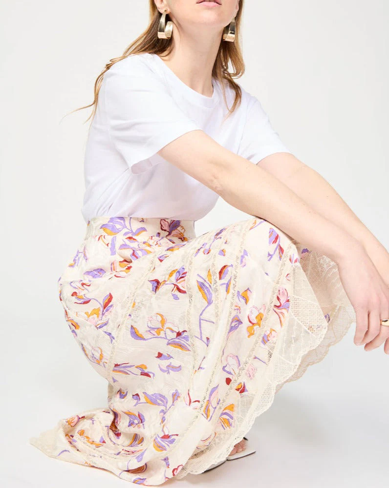Jupe Asymétrique En Soie Taille Haute - Ecru - Femme - Image 4