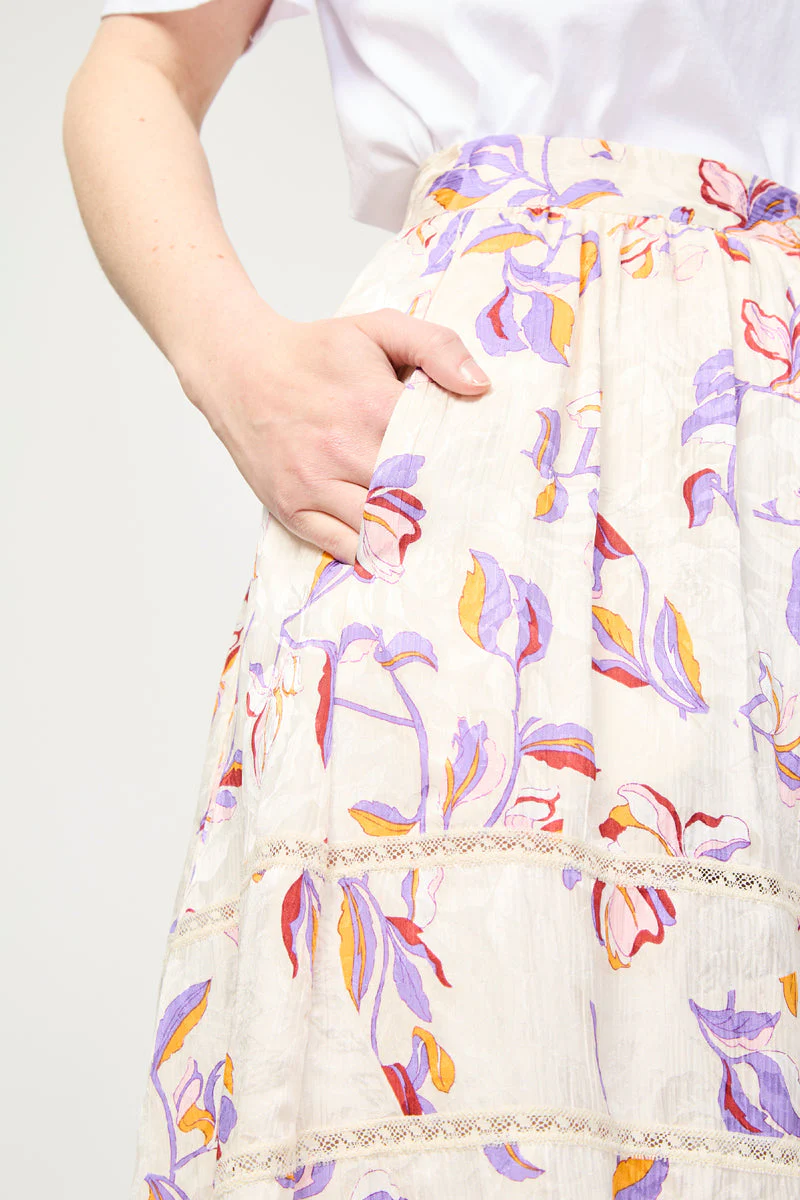 Jupe Asymétrique En Soie Taille Haute - Ecru - Femme - Image 5