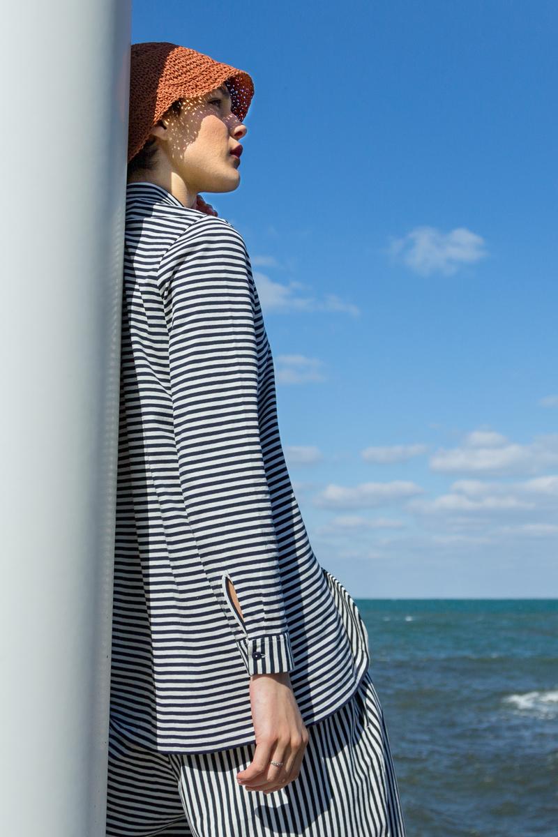 Chemise - Odette - Navy Rayé - Image 3