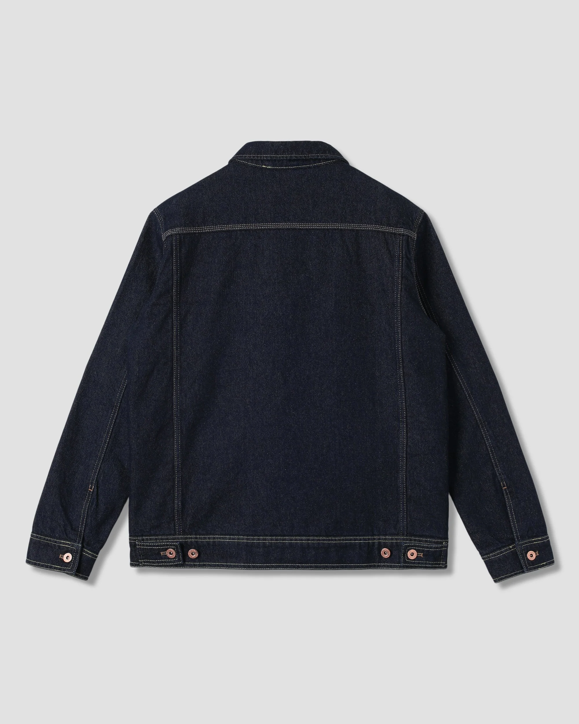 Lined Trucker Jacket - Single Rinse Denim - Image 3