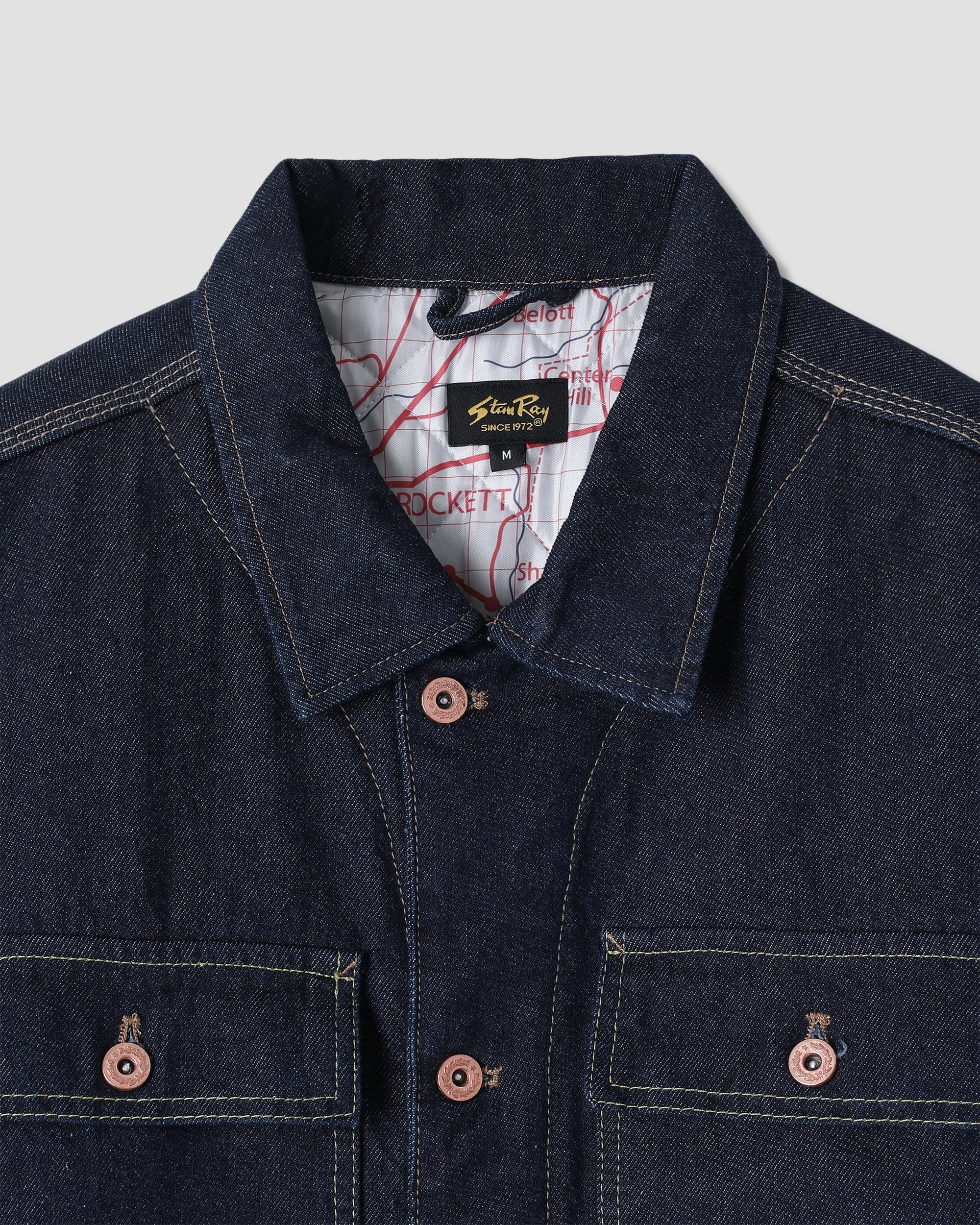Lined Trucker Jacket - Single Rinse Denim - Image 4
