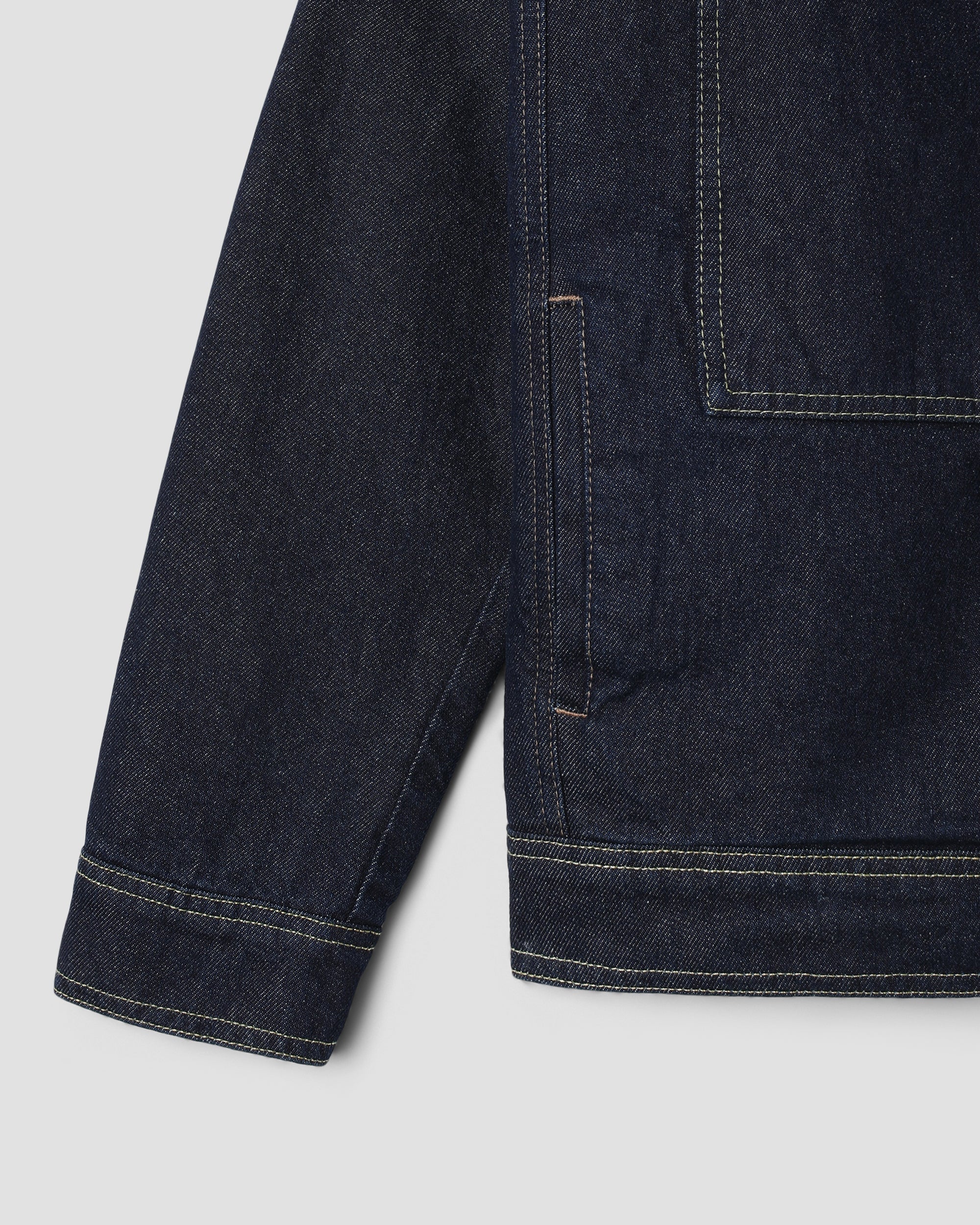 Lined Trucker Jacket - Single Rinse Denim - Image 5