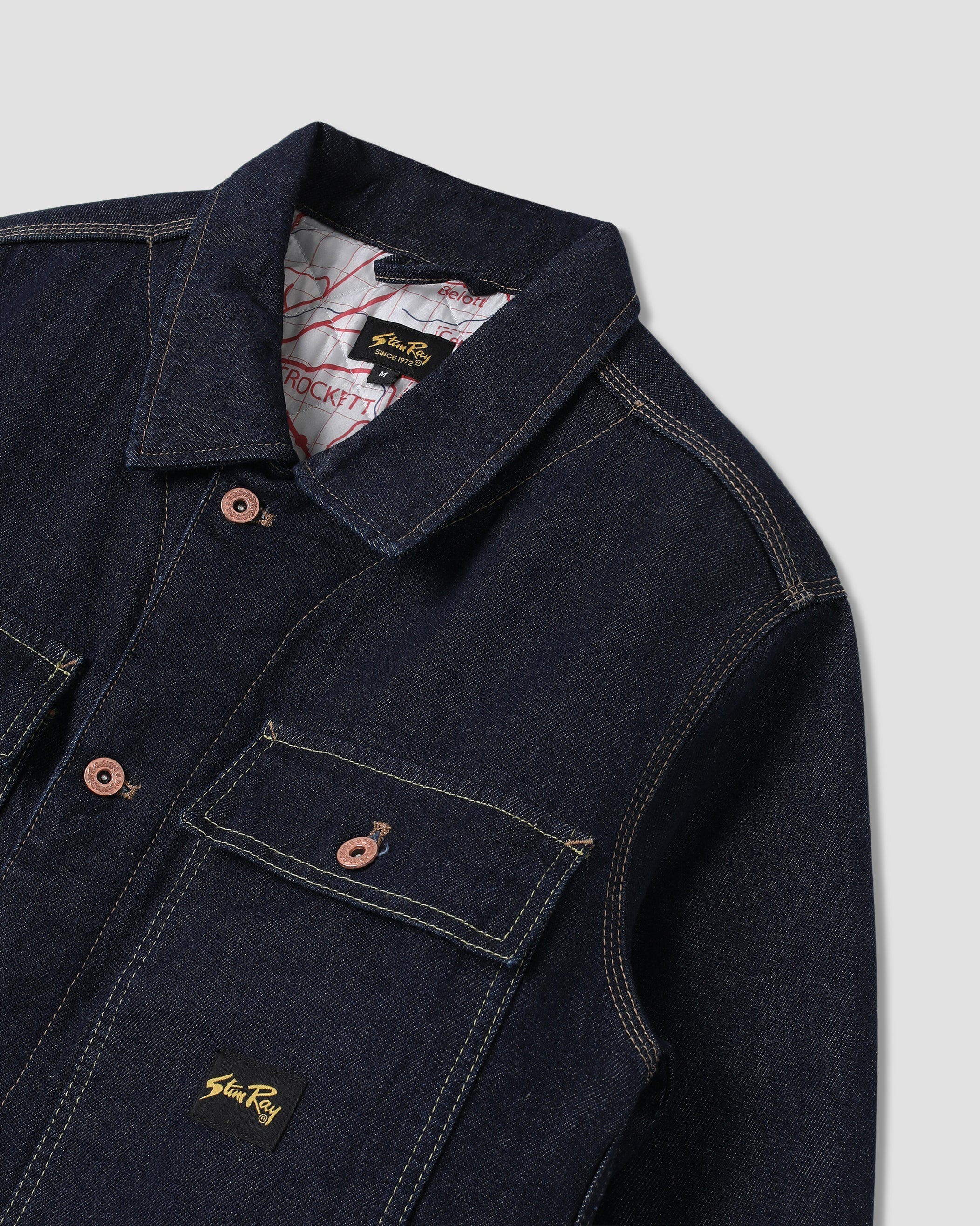 Lined Trucker Jacket - Single Rinse Denim - Image 6
