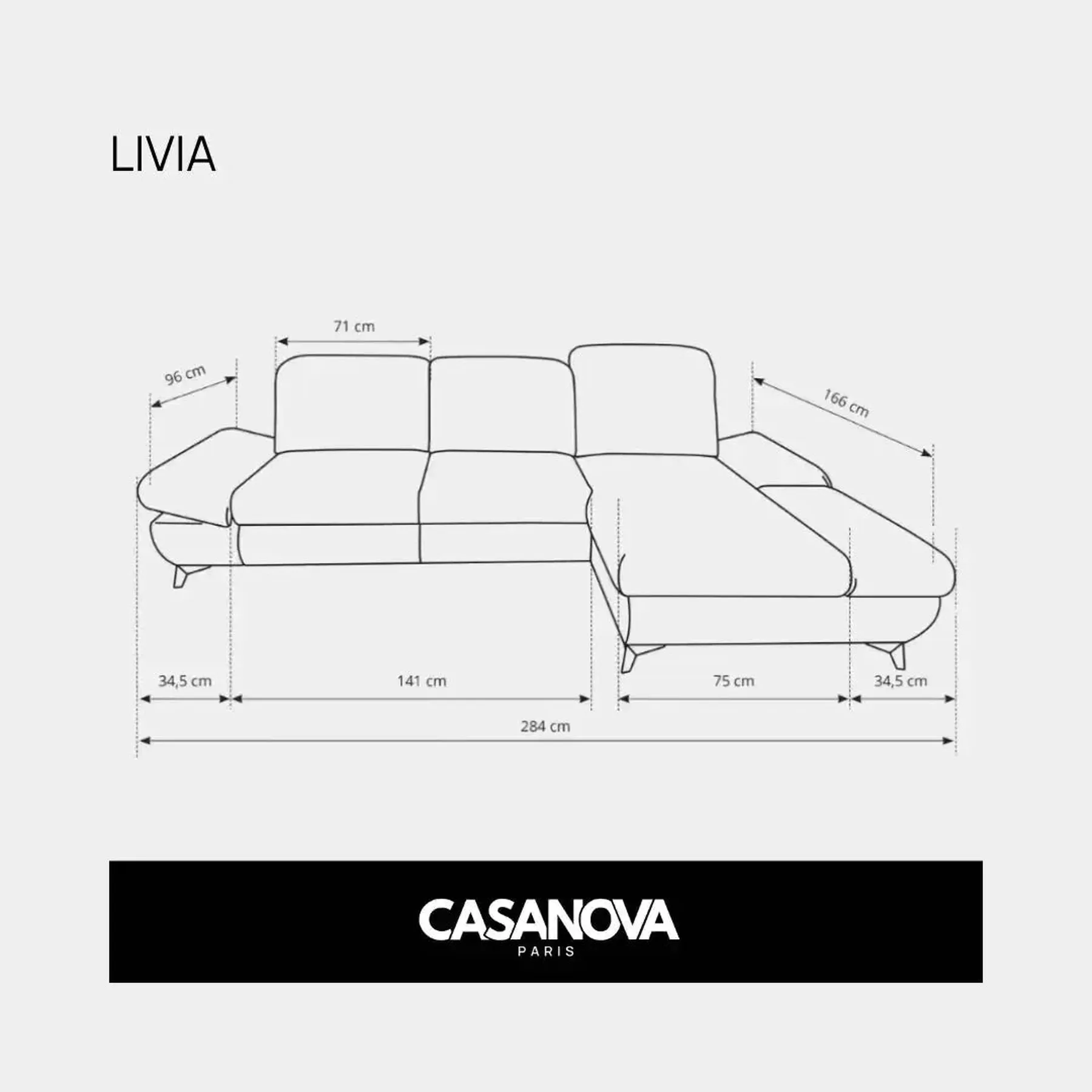 Livia - Canapé D'Angle Convertible Tissu Chiné 4 Places - Droit - Image 12
