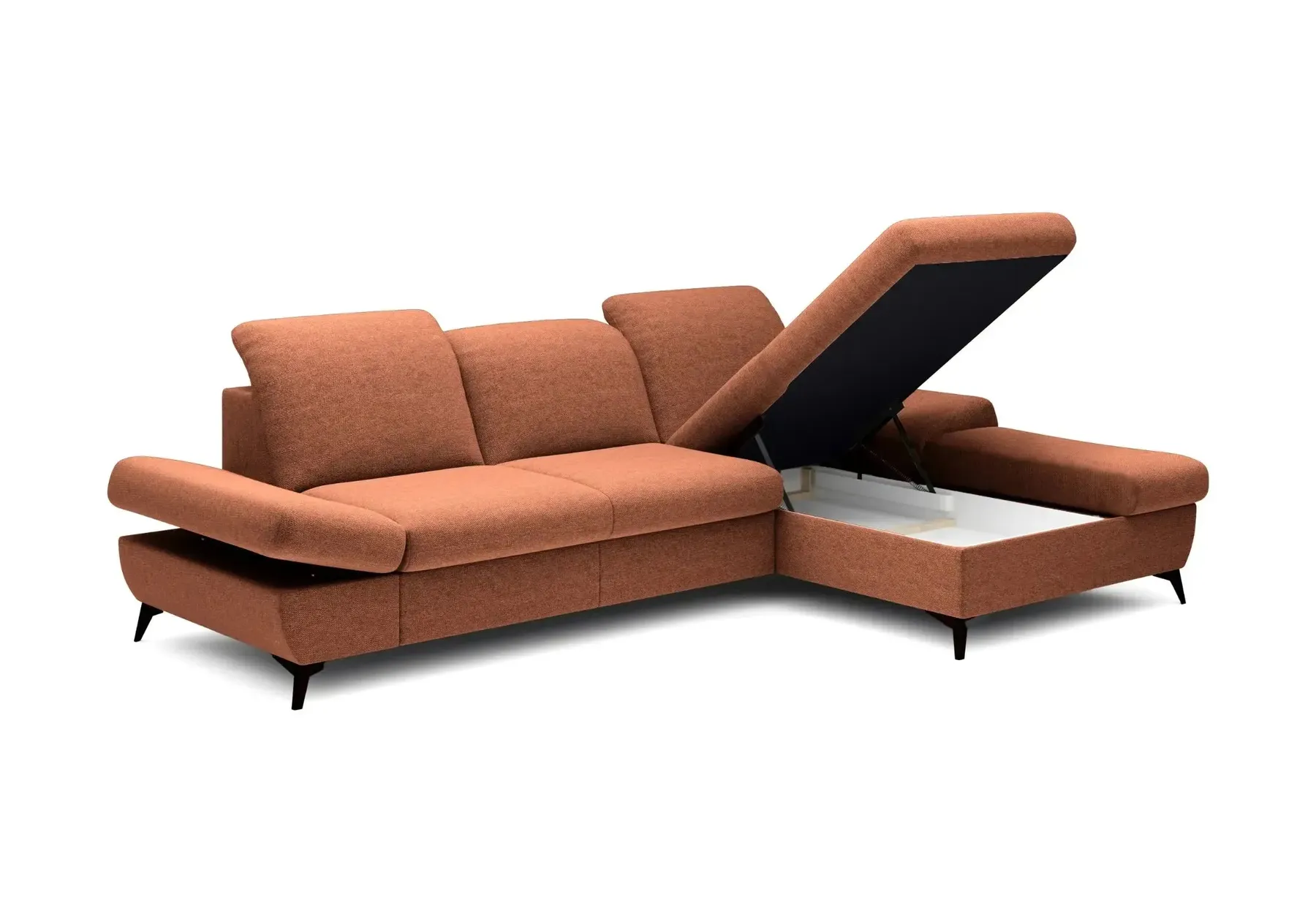 Livia - Canapé D'Angle Convertible Tissu Chiné 4 Places - Droit - Image 46
