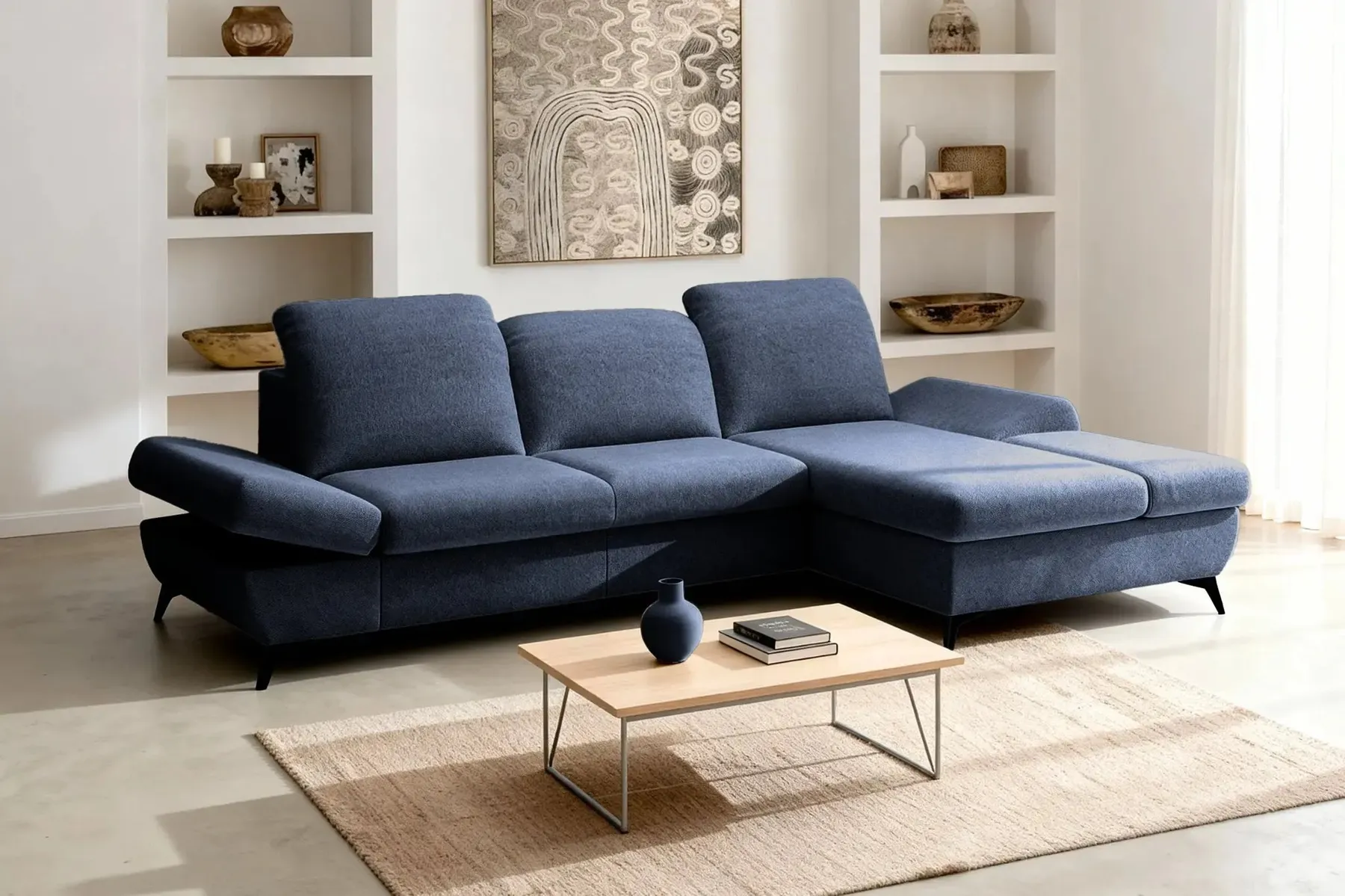 Livia - Canapé D'Angle Convertible Tissu Chiné 4 Places - Droit - Image 61