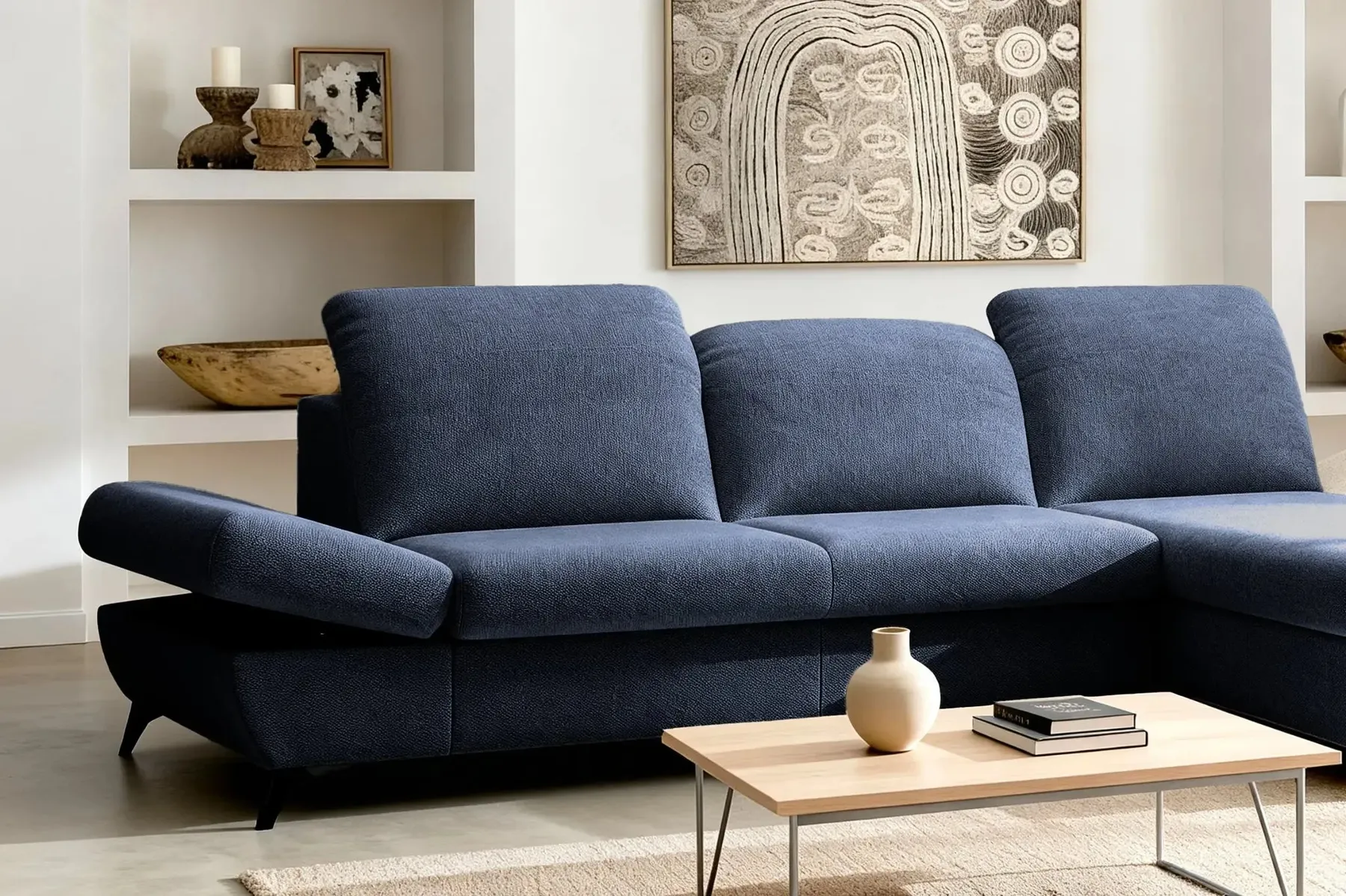 Livia - Canapé D'Angle Convertible Tissu Chiné 4 Places - Droit - Image 62