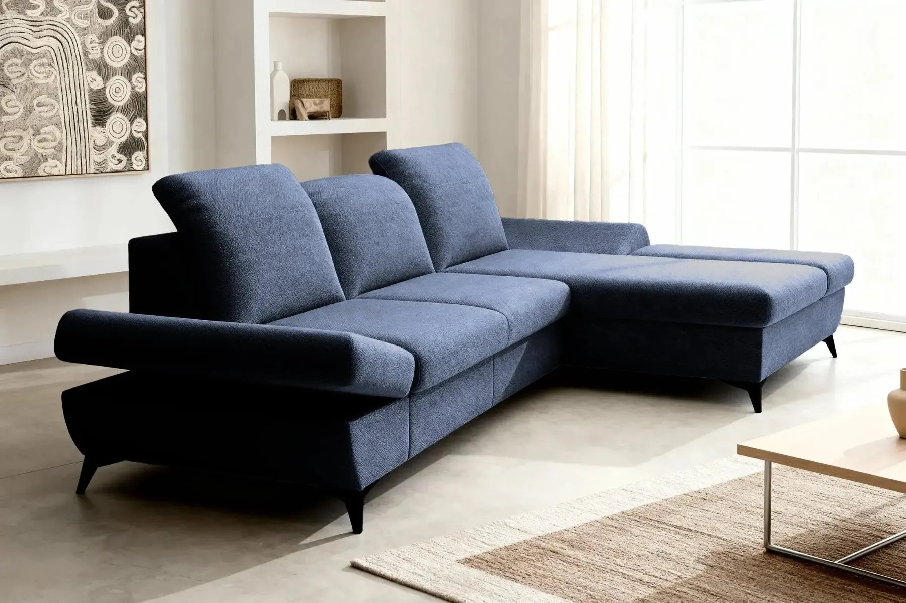 Livia - Canapé D'Angle Convertible Tissu Chiné 4 Places - Droit - Image 65