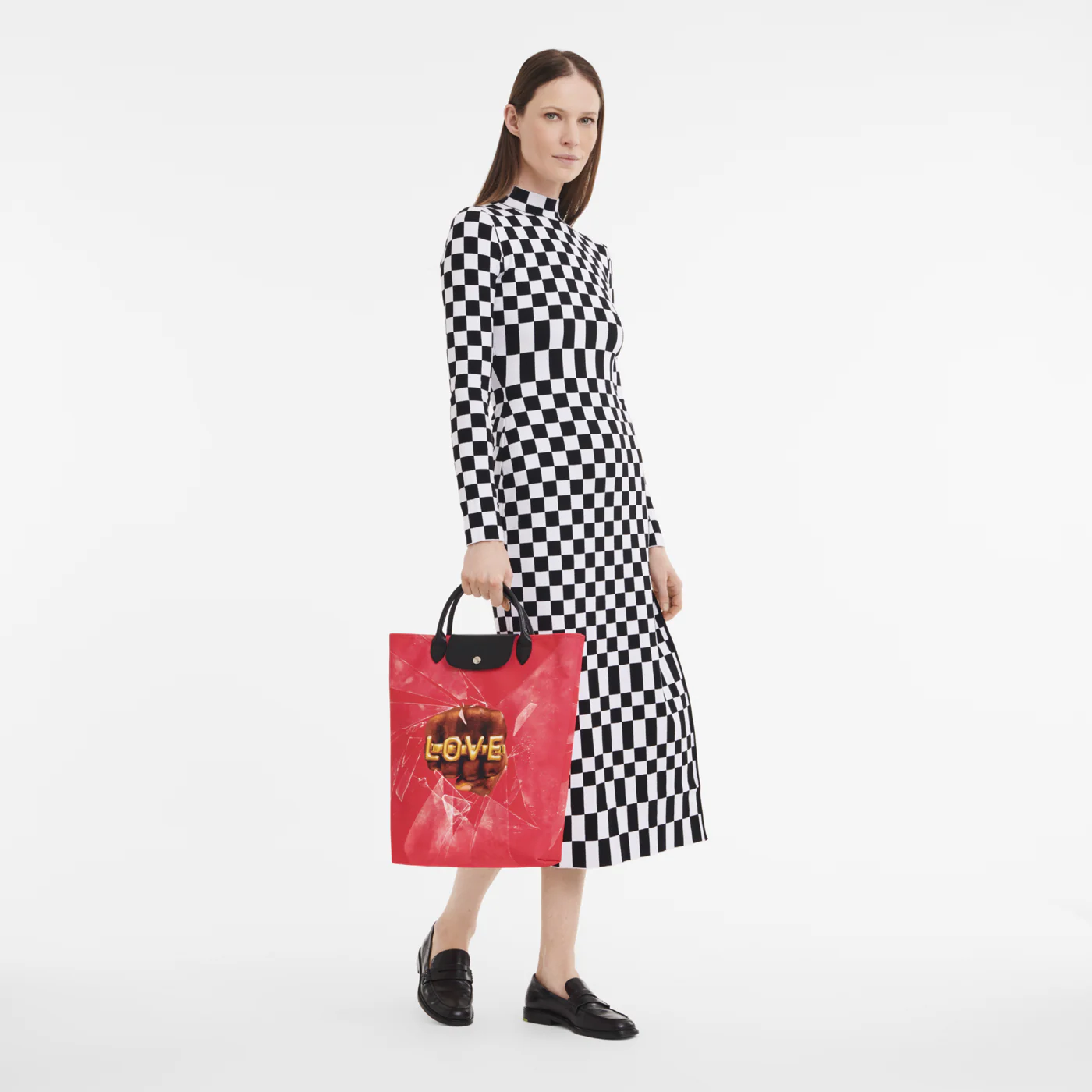 Sac Cabas M Longchamp X Toiletpaper - Le Pliage Love - Rouge - Image 2