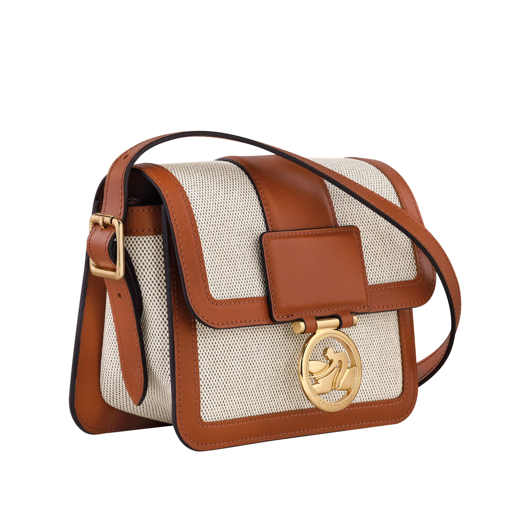 Sac Bandoulière S - Box-Trot Toile - Cognac - Image 3