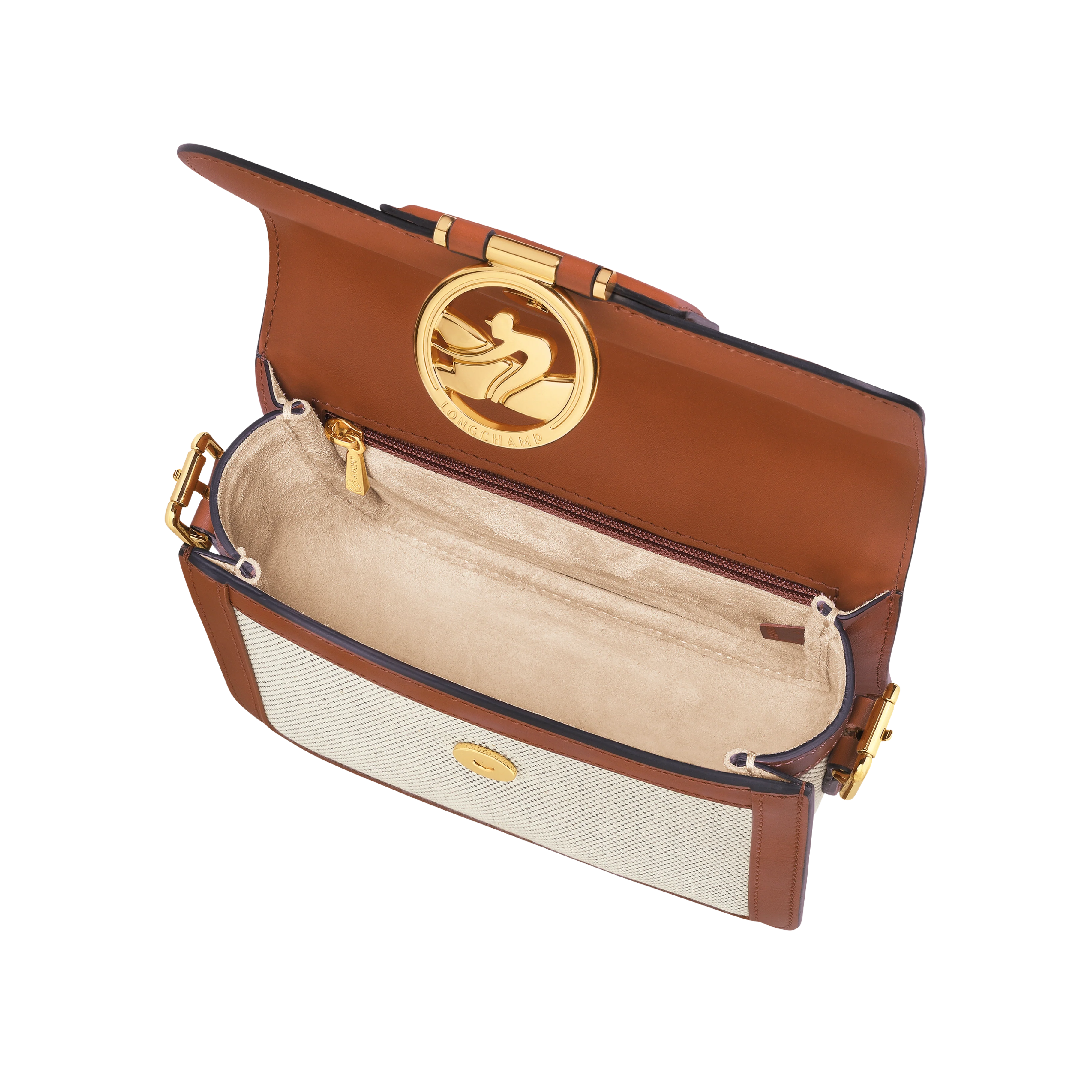 Sac Bandoulière S - Box-Trot Toile - Cognac - Image 5