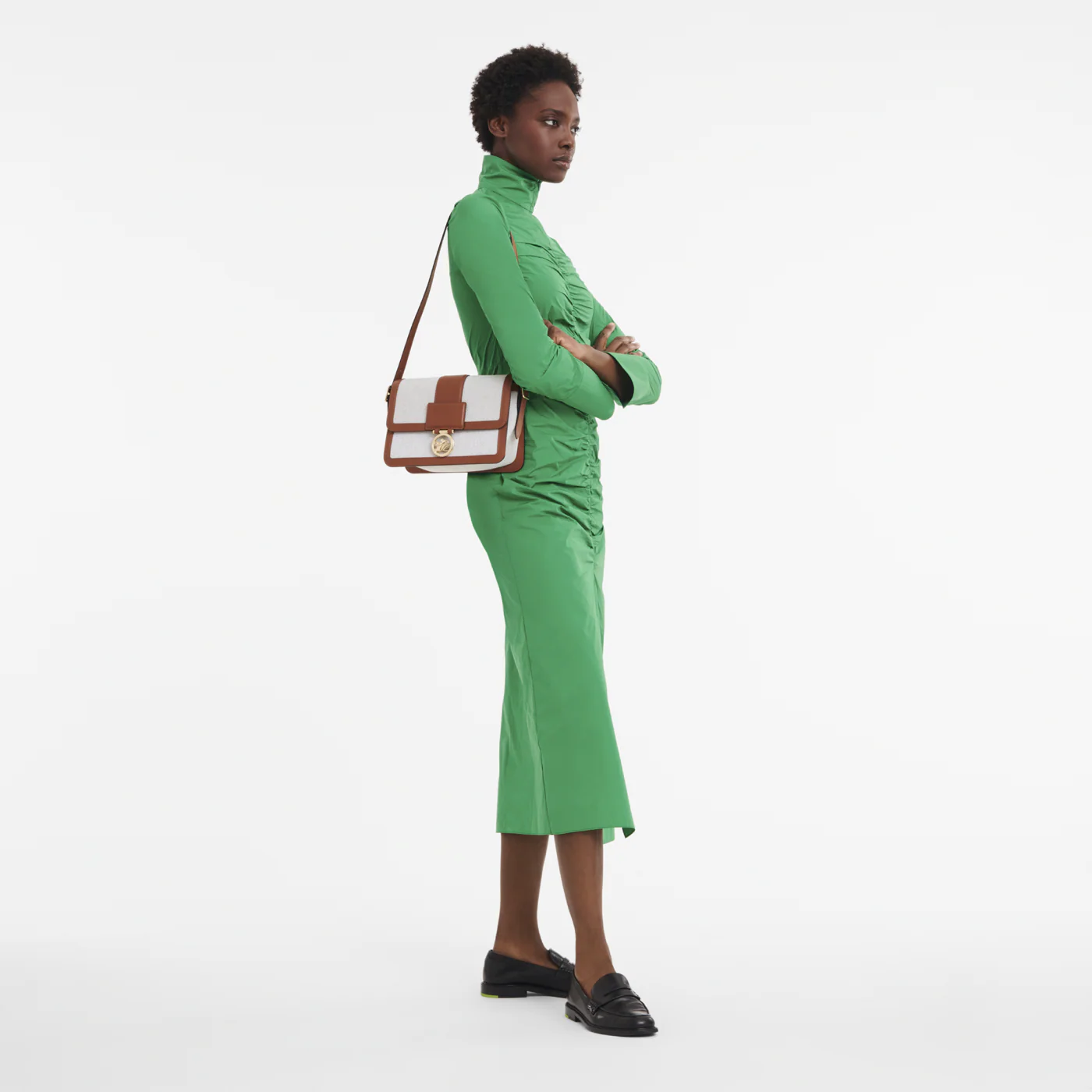 Sac Bandoulière M - Box-Trot Toile - Cognac - Image 2
