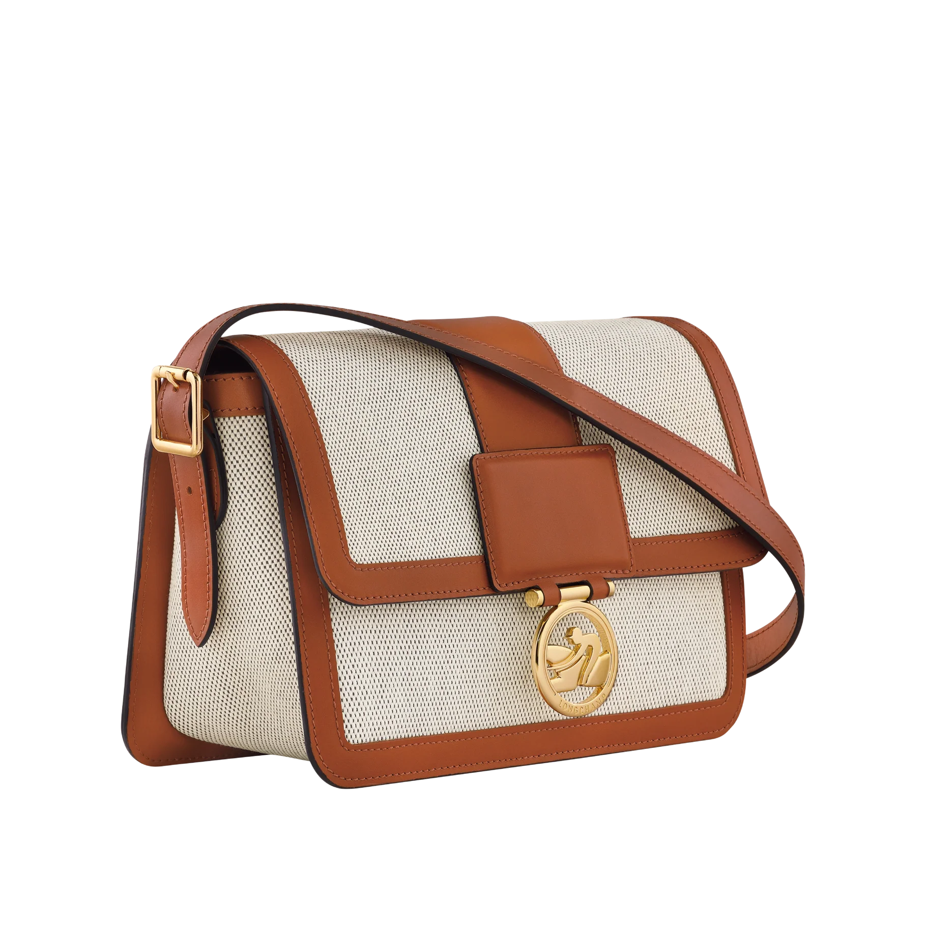Sac Bandoulière M - Box-Trot Toile - Cognac - Image 3