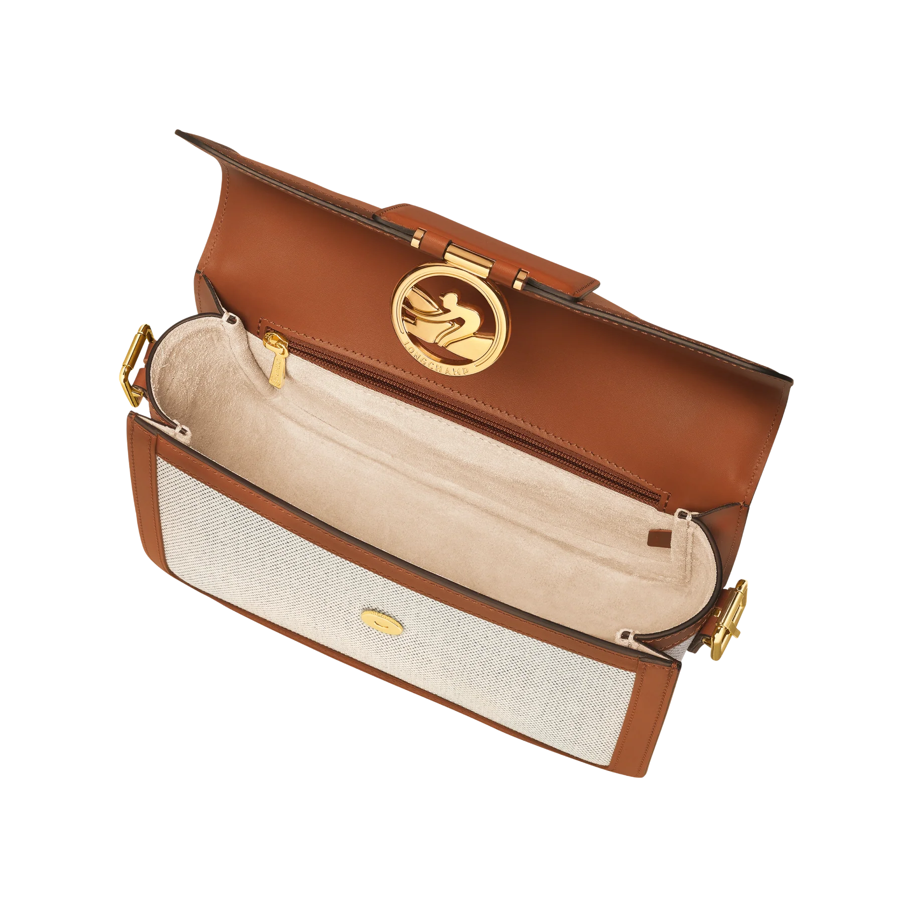 Sac Bandoulière M - Box-Trot Toile - Cognac - Image 5