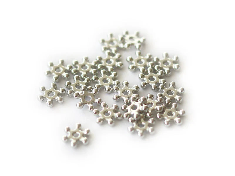 Lot De 20 Perles Heishi Intercalaire - Fleurs Argentées 6 X 2 Mm - Image 2