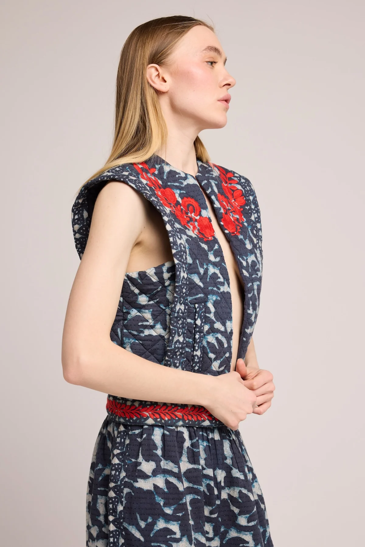 Veste Sans Manche Mazan - Print Bleu - Image 2