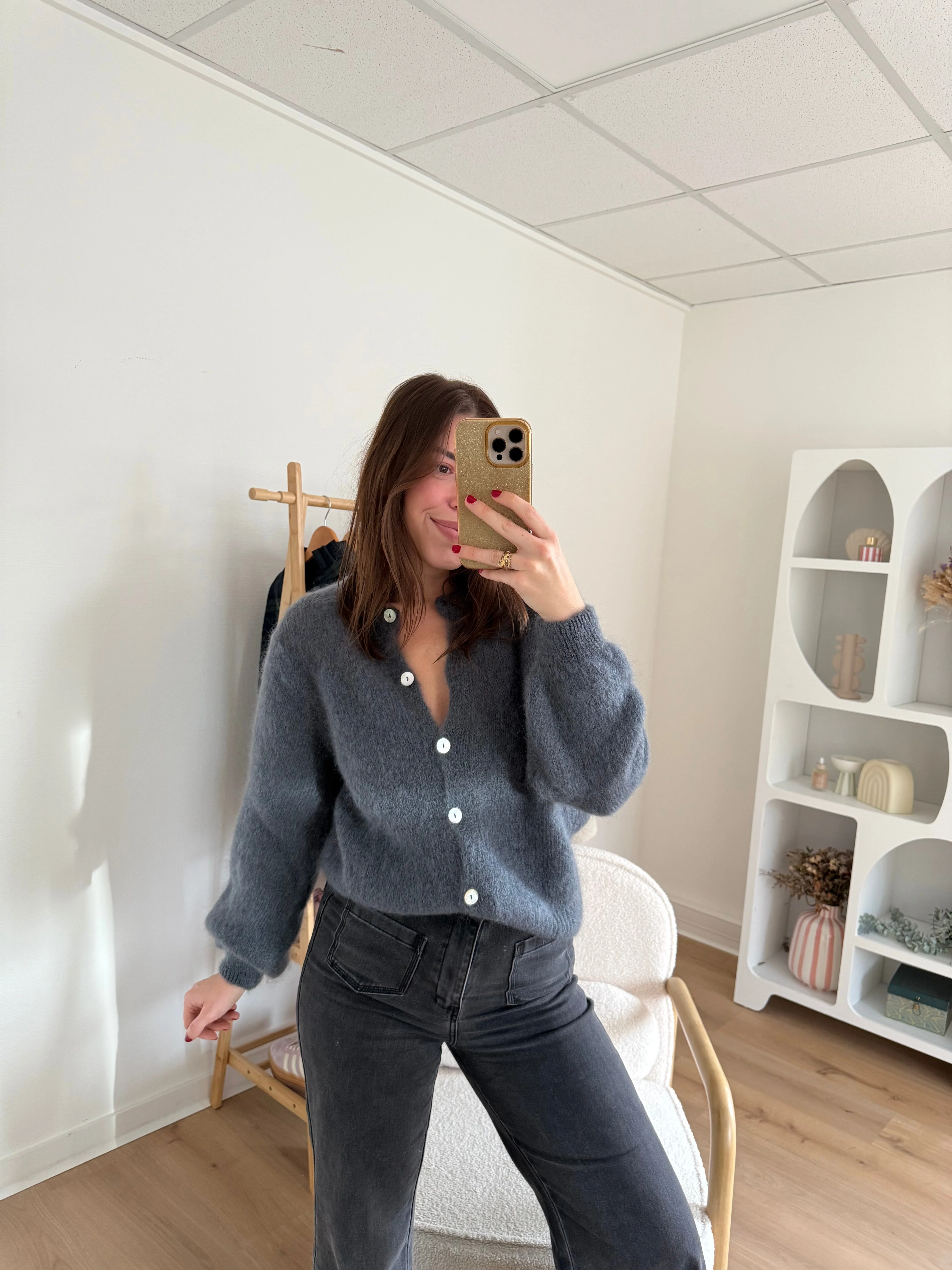 Maille En Laine Bianca Gris Foncé - Image 7