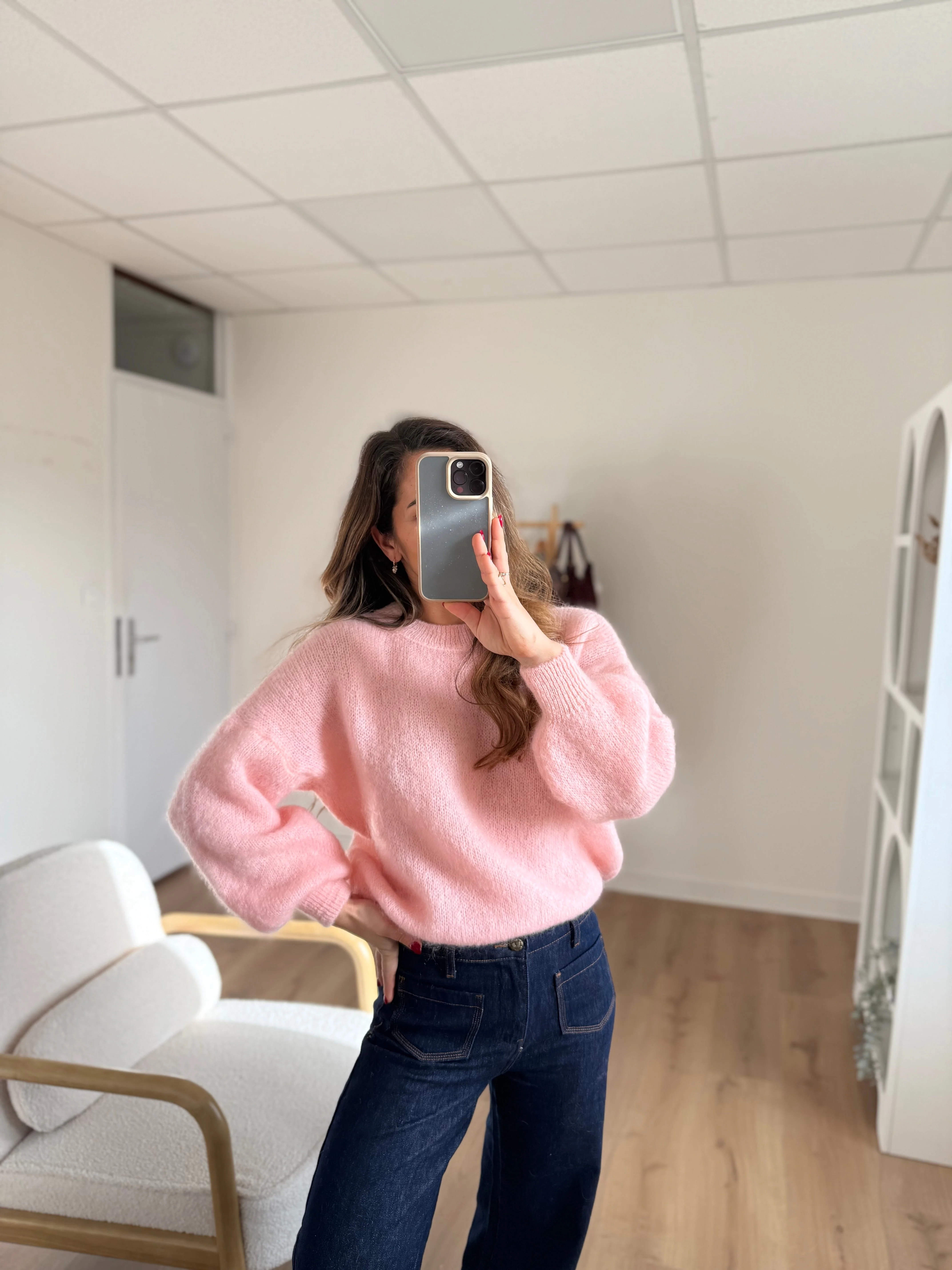 Maille En Mohair Et Laine Gaia Baby Pink - Image 2