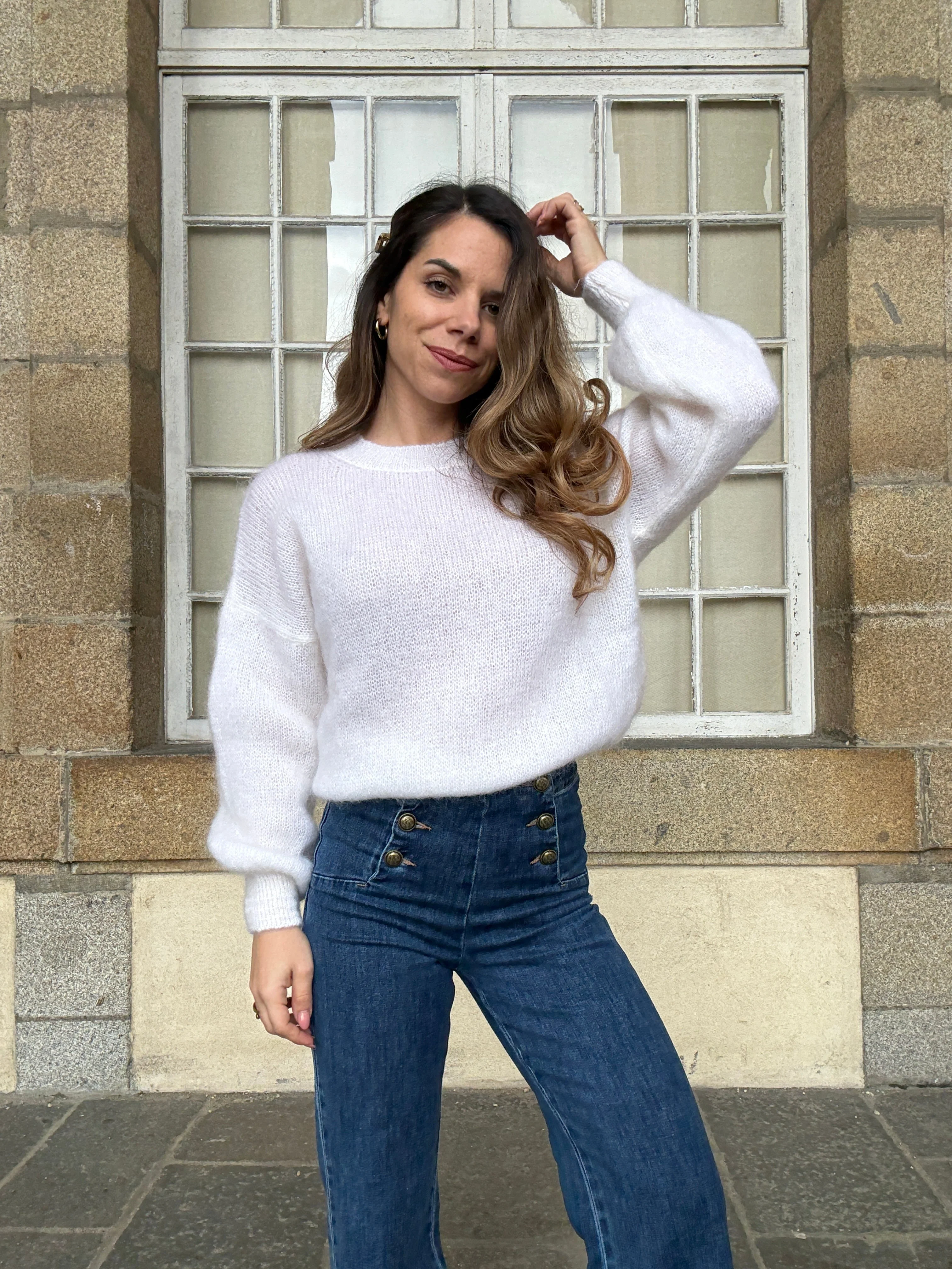 Maille En Mohair Et Laine Gaia Blanche - Image 4