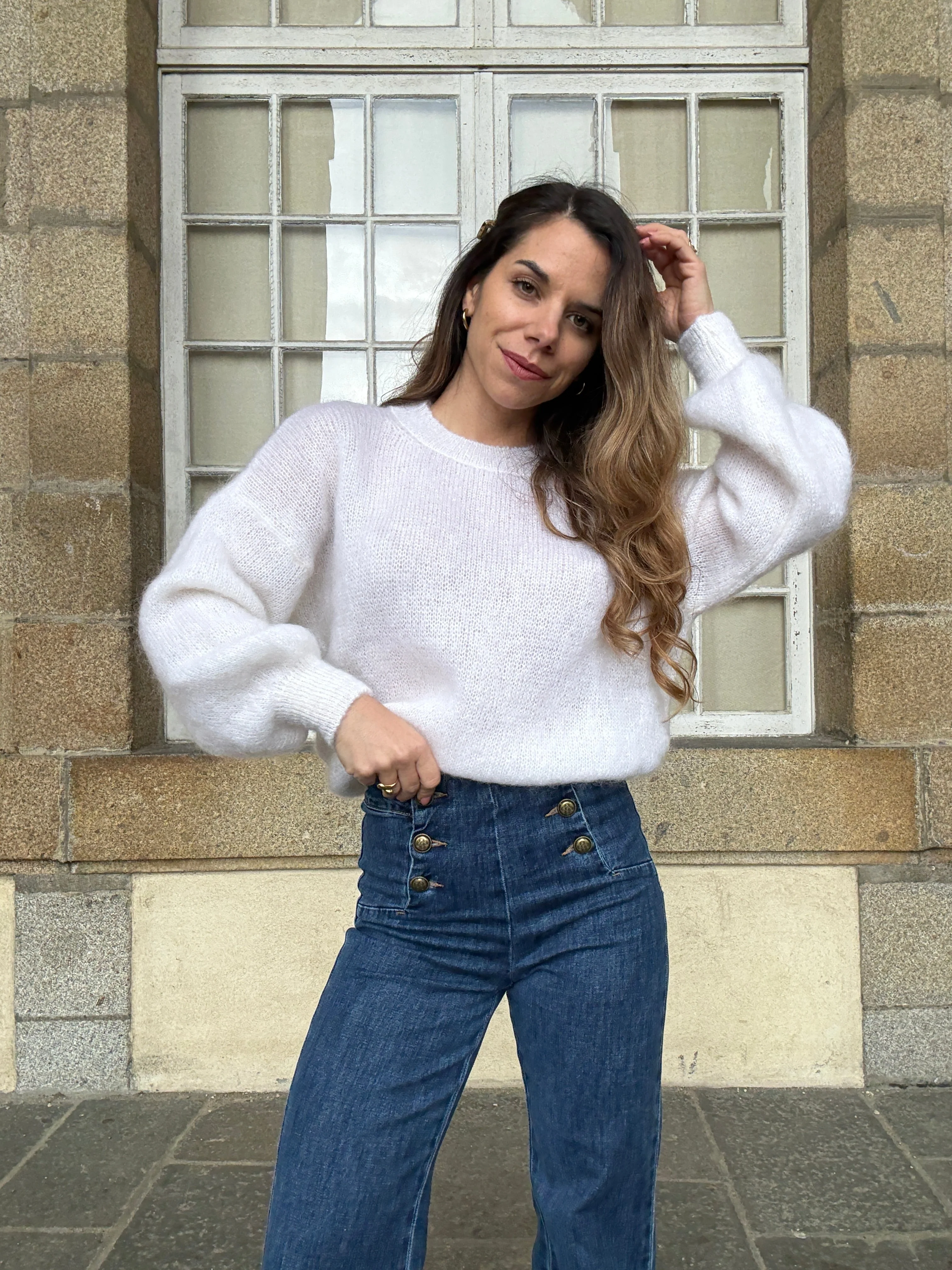 Maille En Mohair Et Laine Gaia Blanche - Image 7