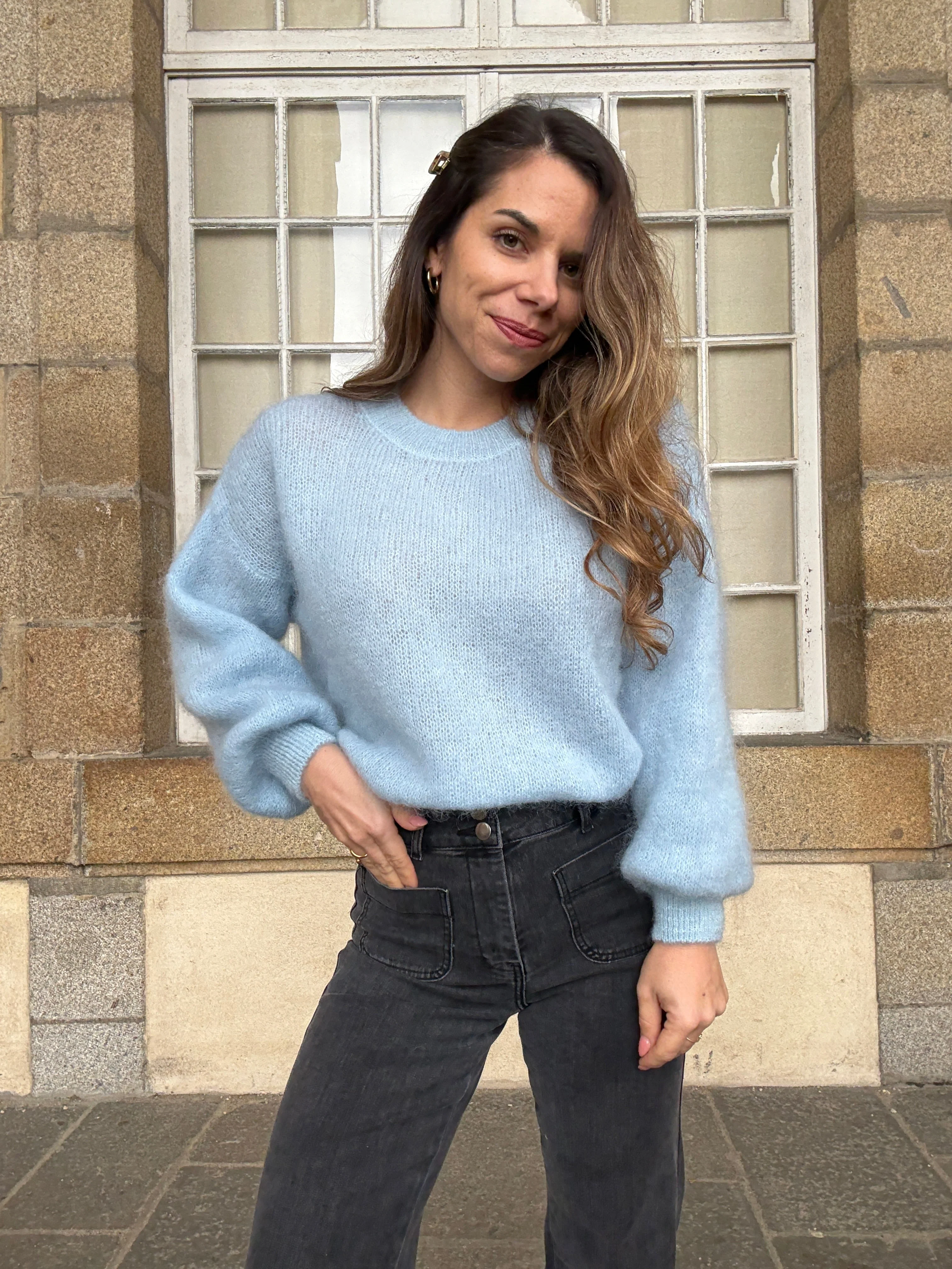 Maille En Mohair Et Laine Gaia Bleu Glacier - Image 5
