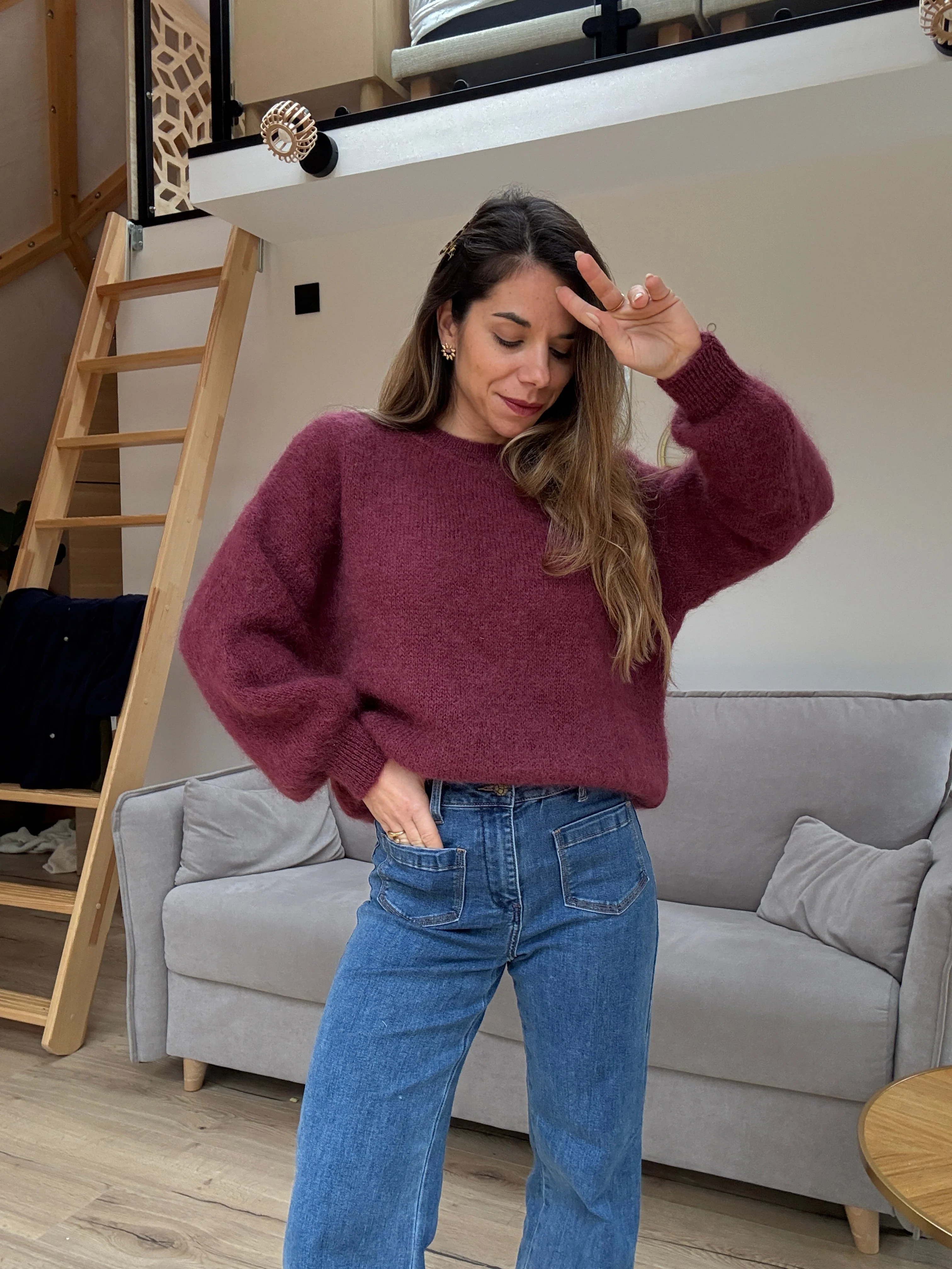 Maille En Mohair Et Laine Gaia Bordeaux - Image 2