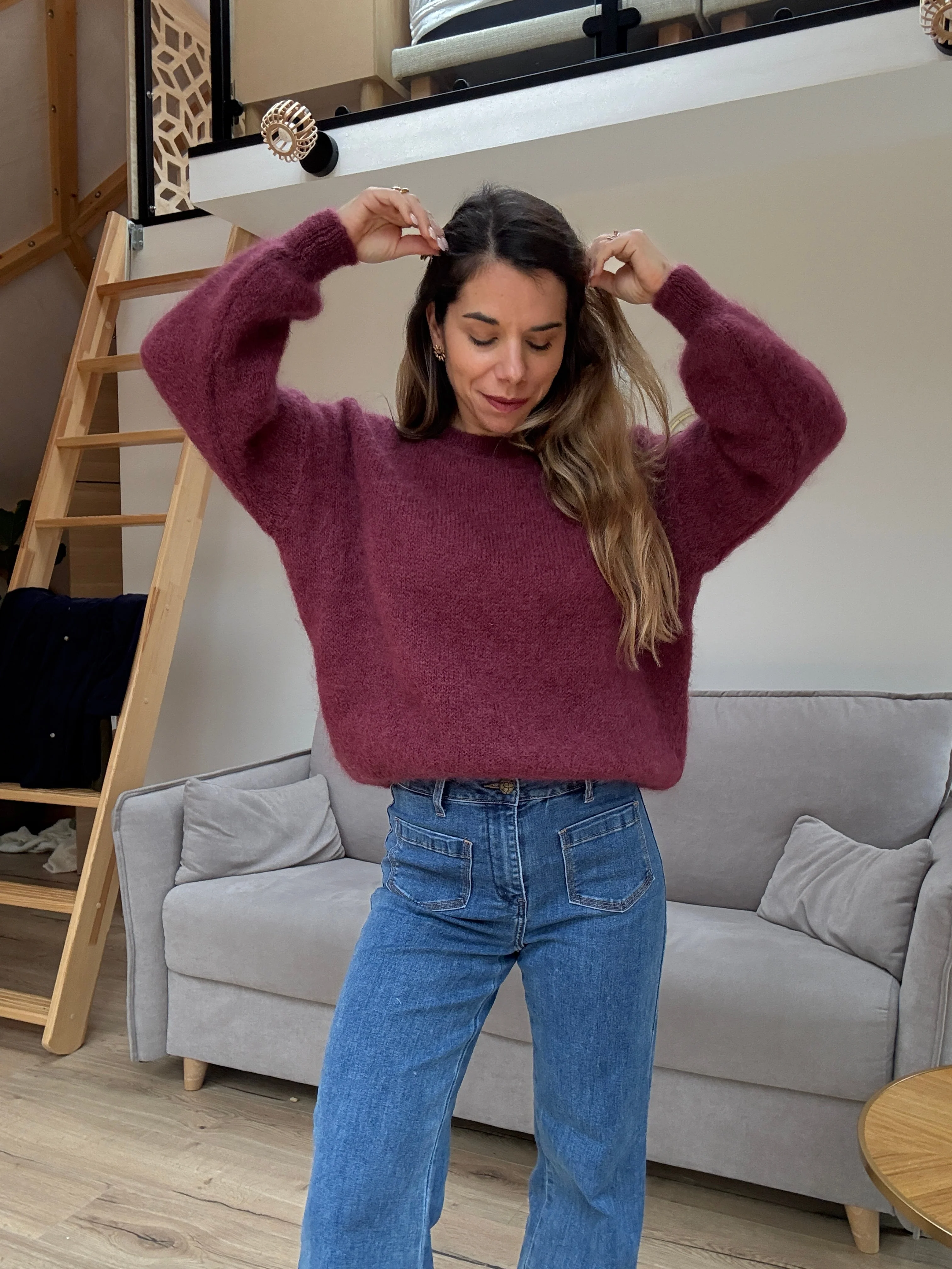 Maille En Mohair Et Laine Gaia Bordeaux - Image 7