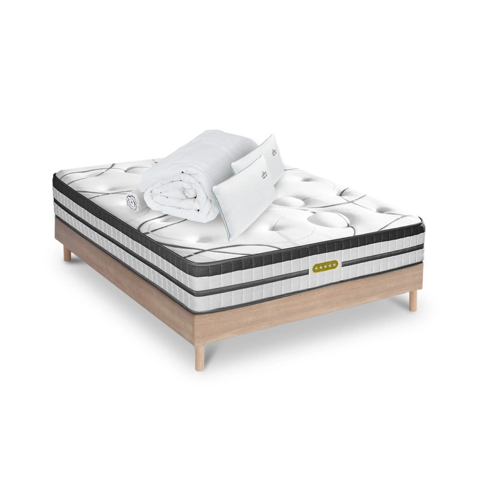 Ensemble Concorde - Matelas + Sommier - Bois - Image 4